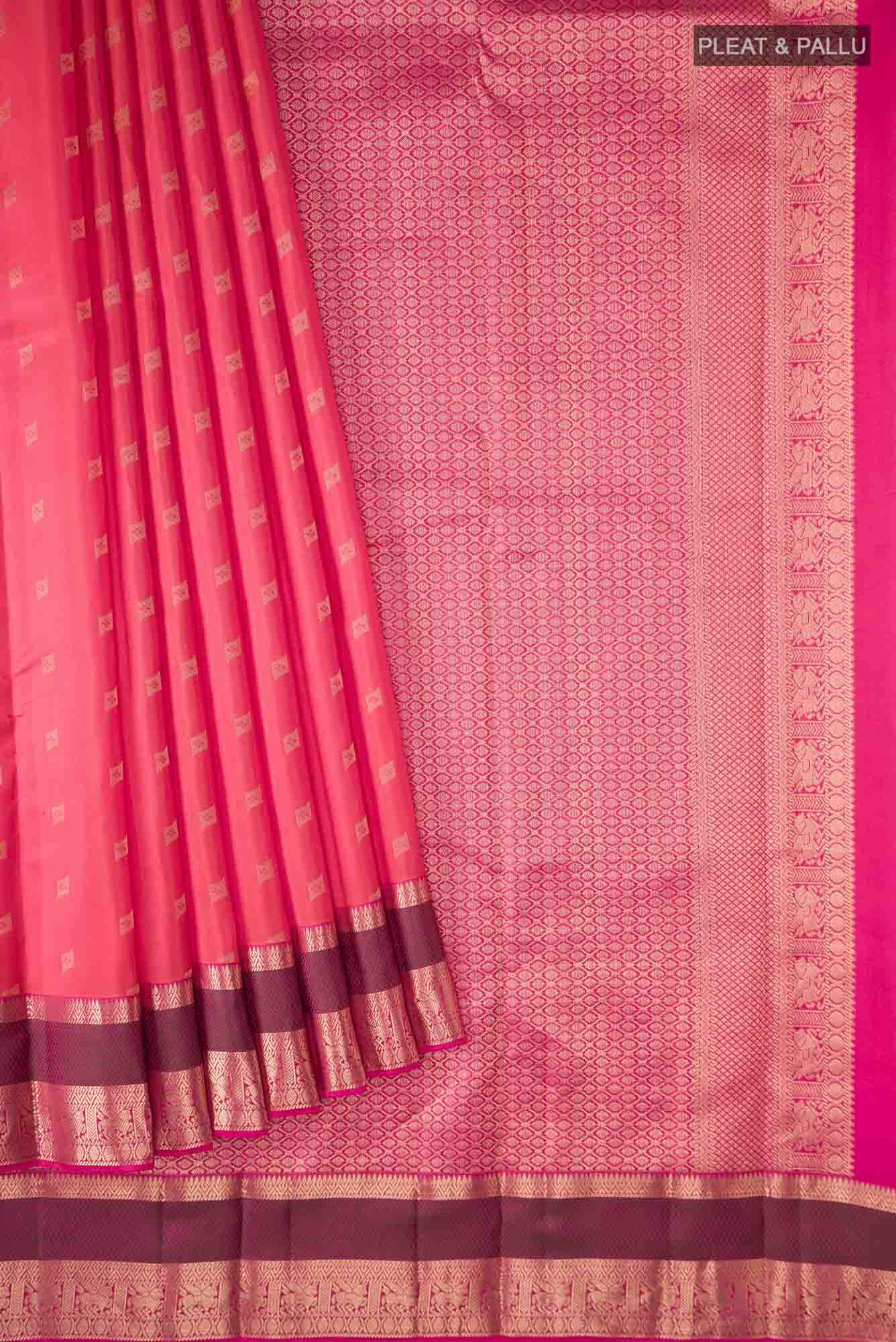 Orange with Pink Dual Tone Kanchipuram Silk Saree