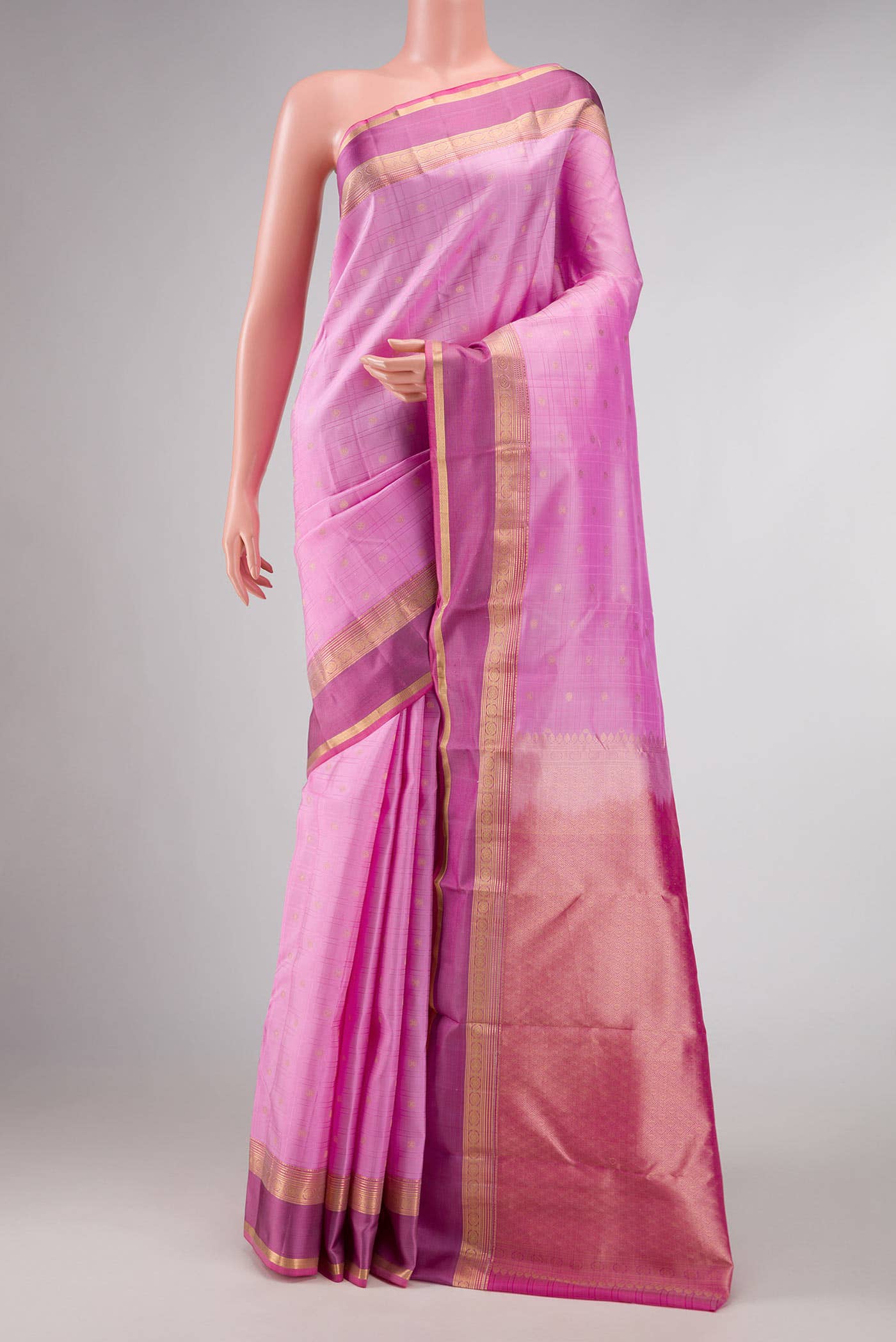 Pink Dual Tone Kanchipuram Silk Saree