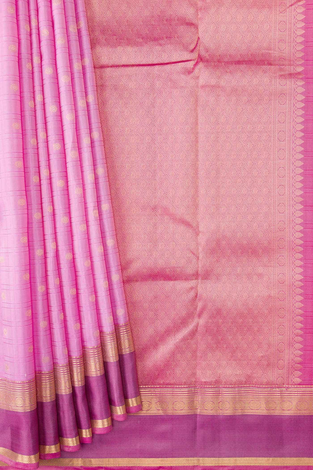Pink Dual Tone Kanchipuram Silk Saree