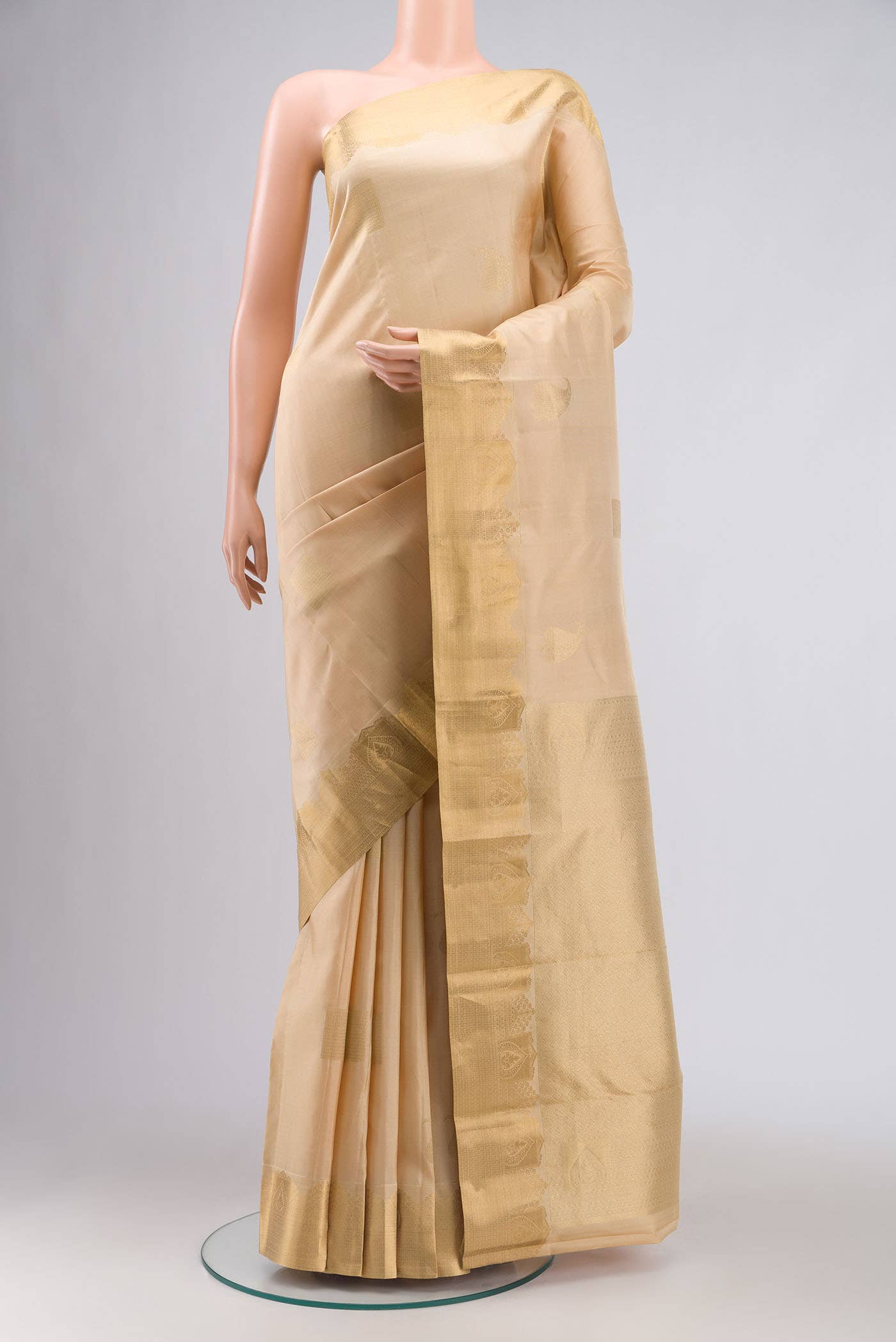 Beige Kanchipuram Silk Saree