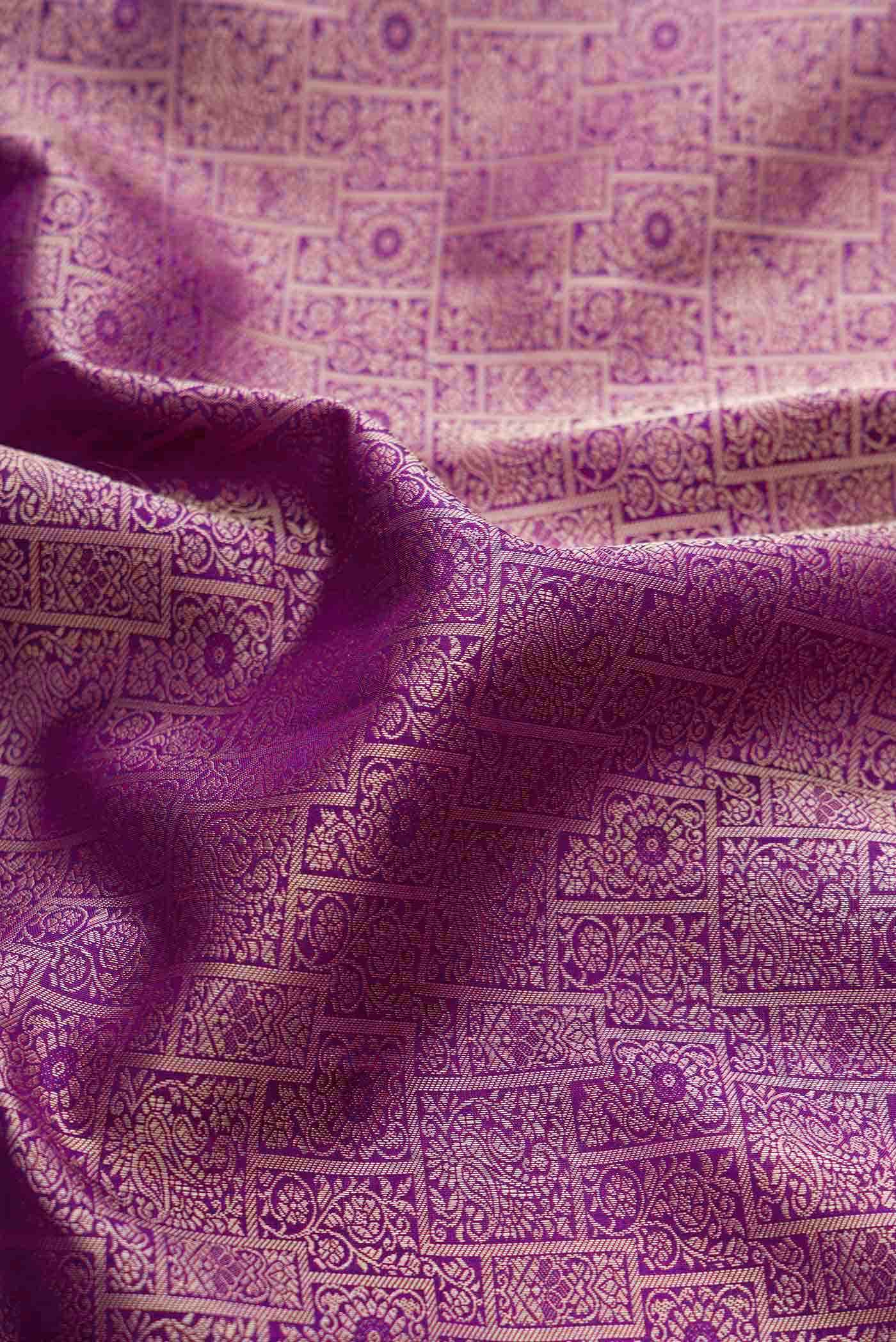 Pure Silk Pure Zari Purple Dual Tone Kanchipuram Saree