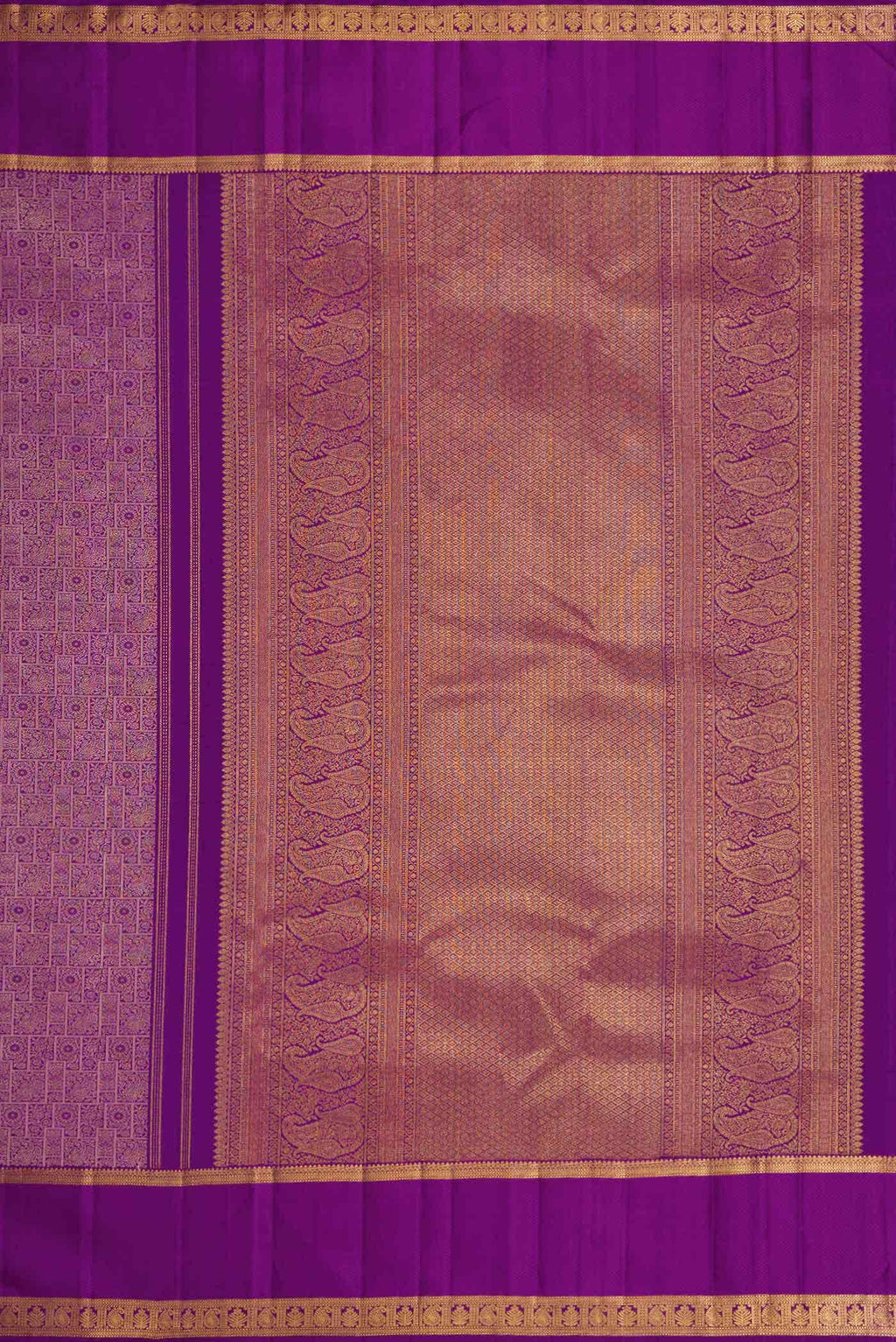 Pure Silk Pure Zari Purple Dual Tone Kanchipuram Saree
