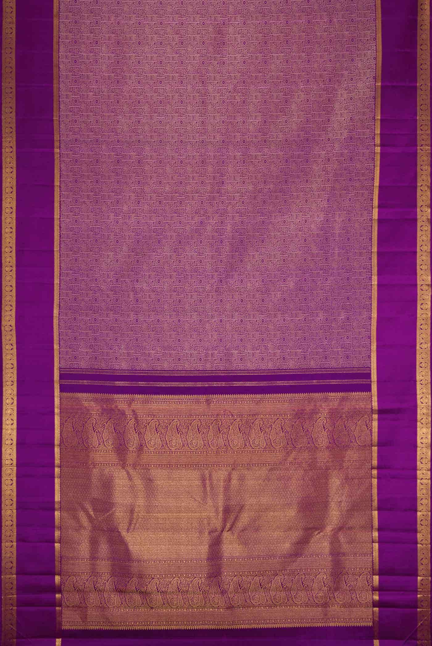 Pure Silk Pure Zari Purple Dual Tone Kanchipuram Saree