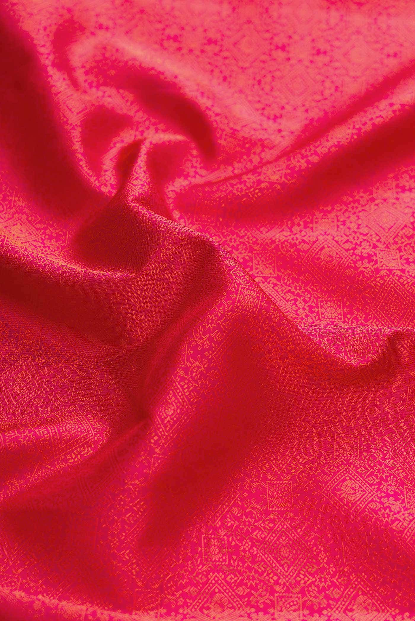 Pure Silk Pure Zari Dark Pink Dual Tone Kanchipuram Saree