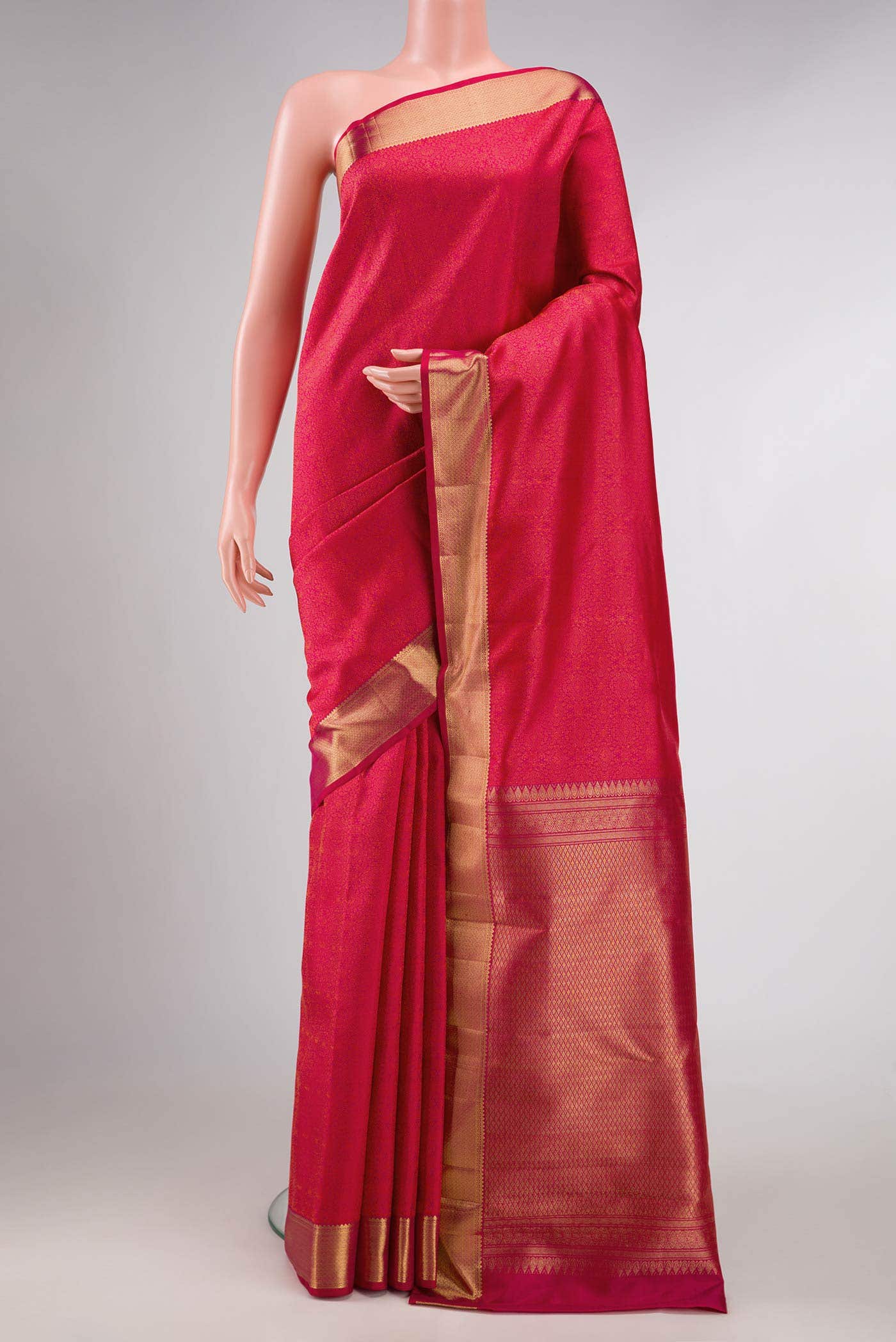 Pure Silk Pure Zari Dark Pink Dual Tone Kanchipuram Saree