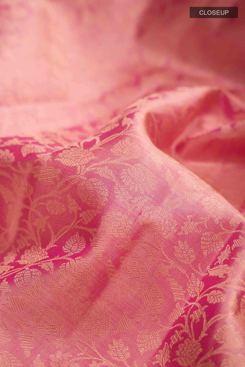 Pure Silk Pure Zari Coral Kanchipuram Saree