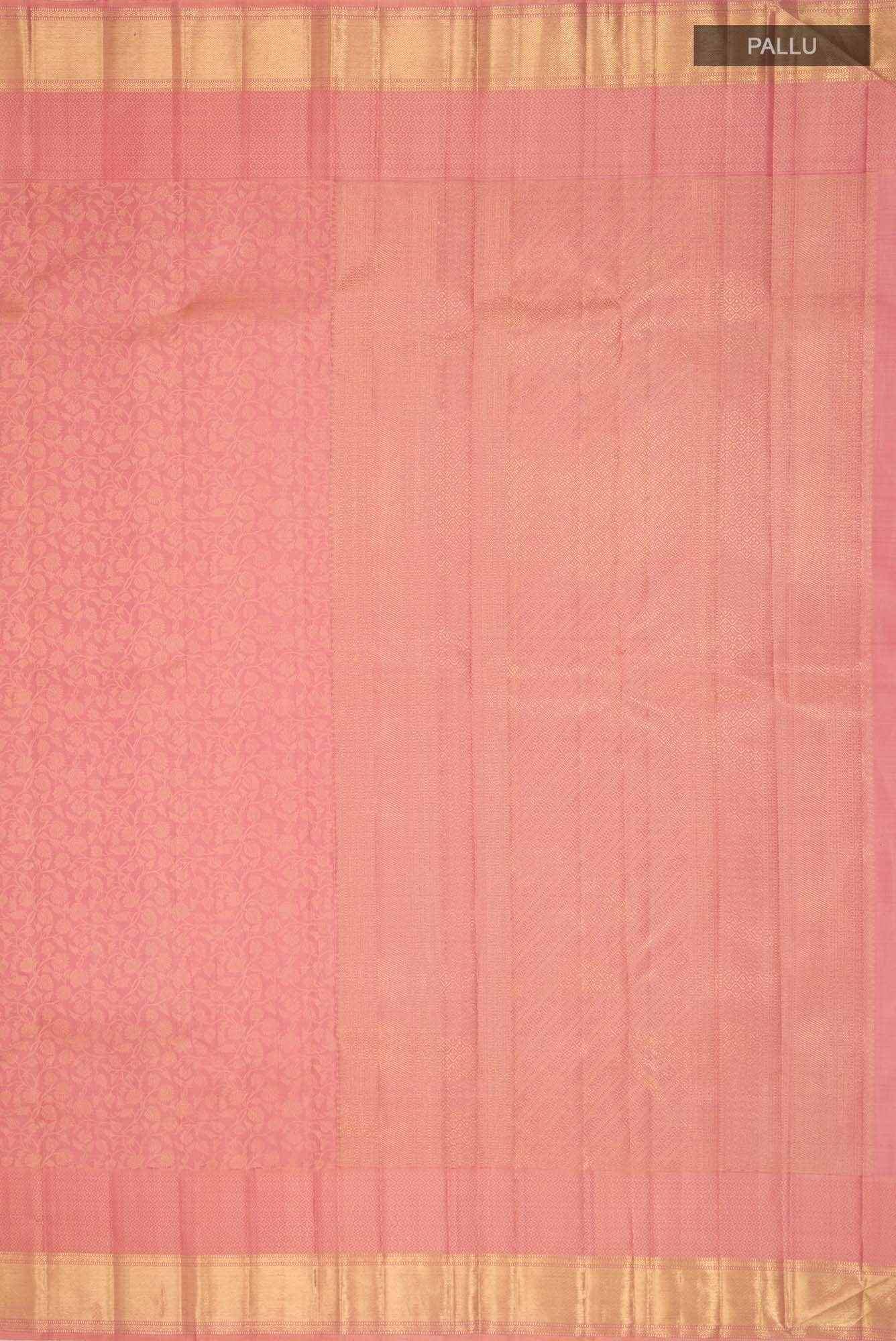 Pure Silk Pure Zari Coral Kanchipuram Saree