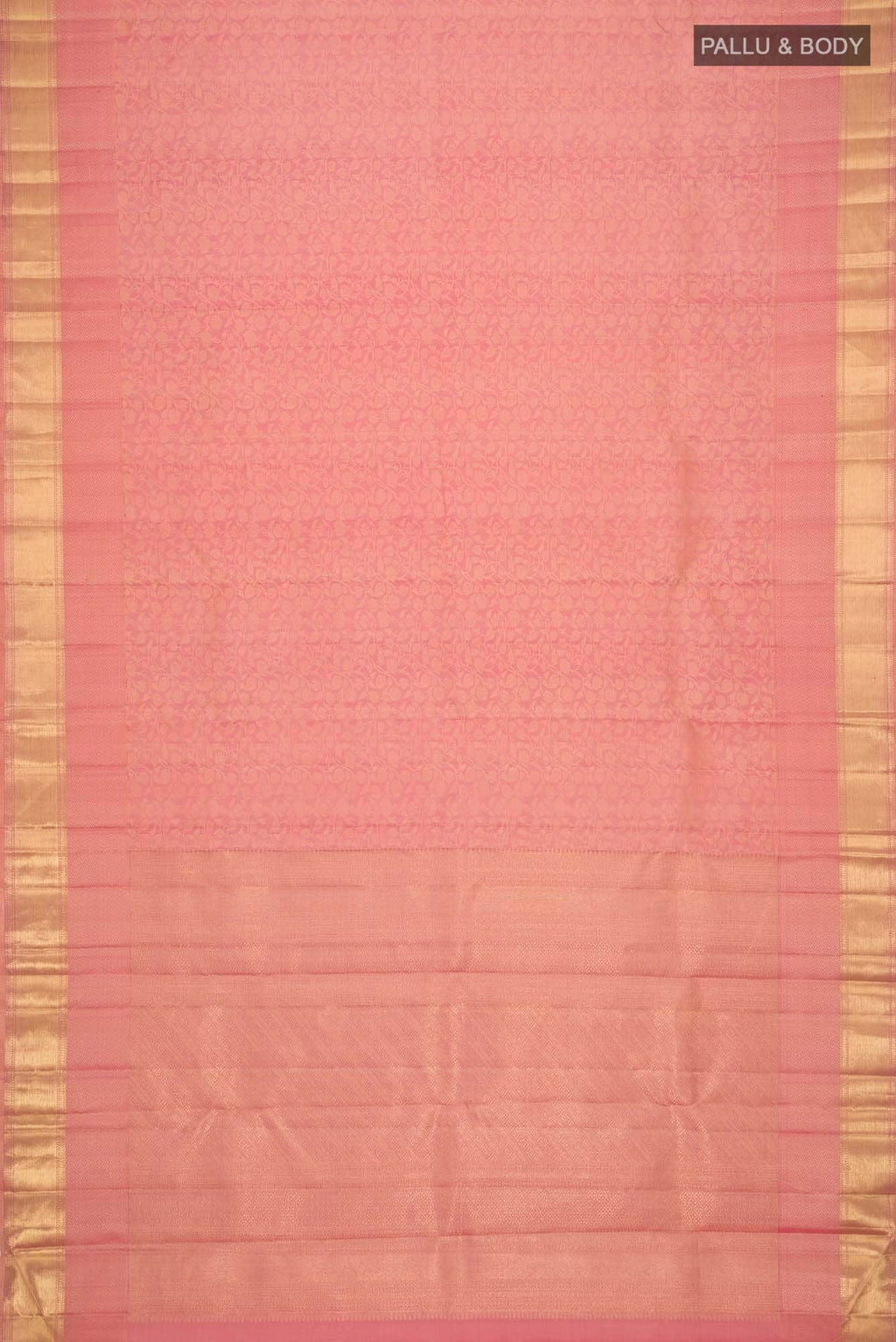 Pure Silk Pure Zari Coral Kanchipuram Saree
