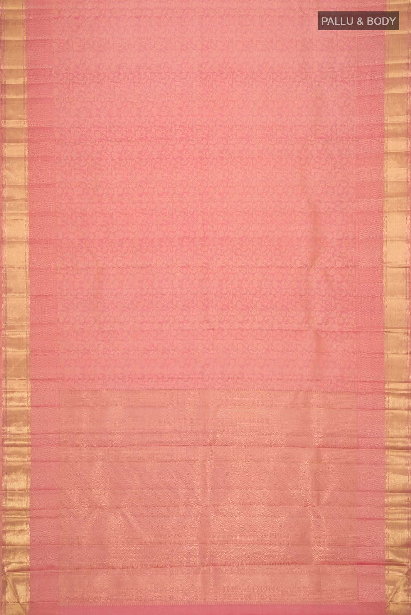 Pure Silk Pure Zari Coral Kanchipuram Saree
