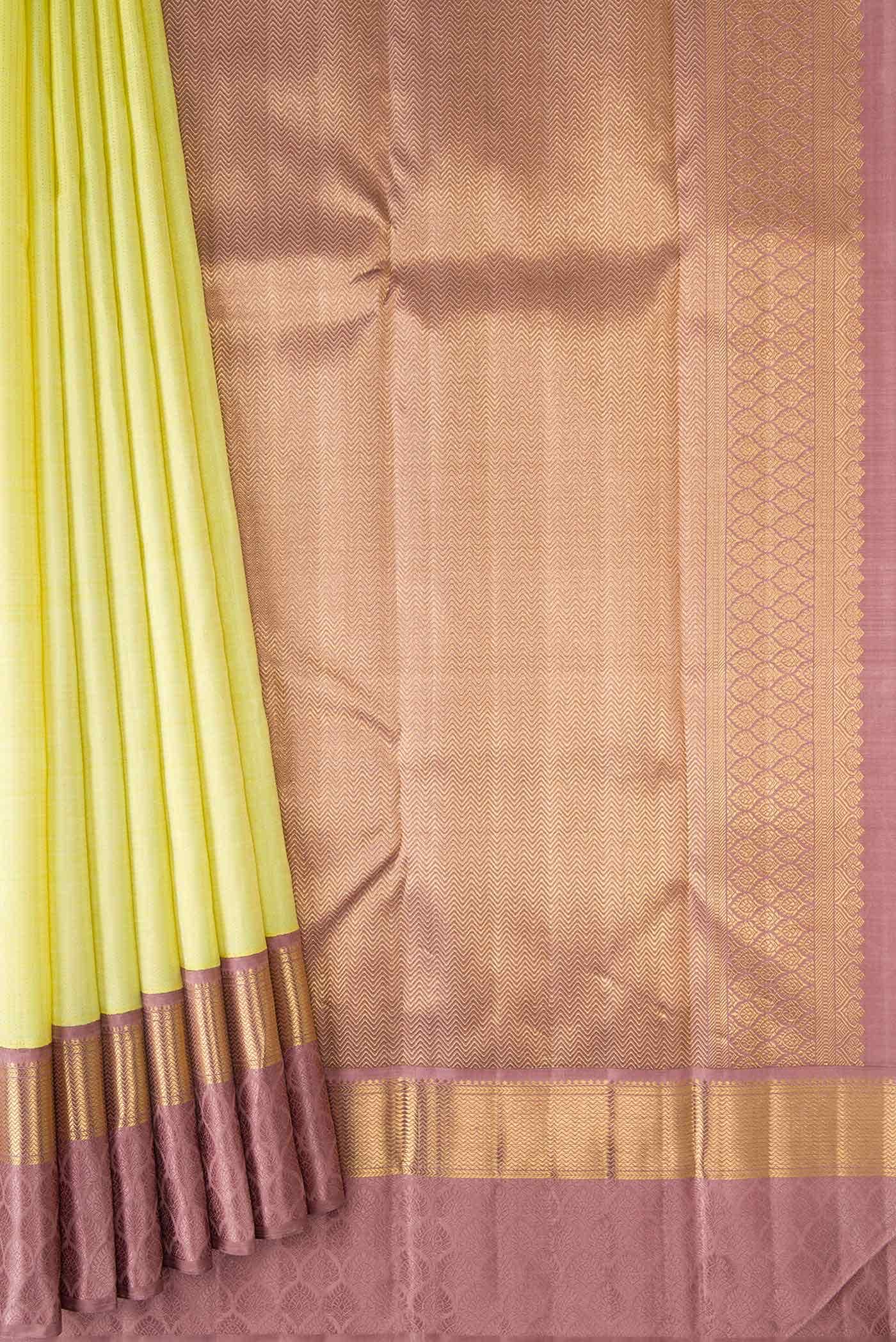Pure Silk Pure Zari Light Green Dual Tone Kanchipuram Saree