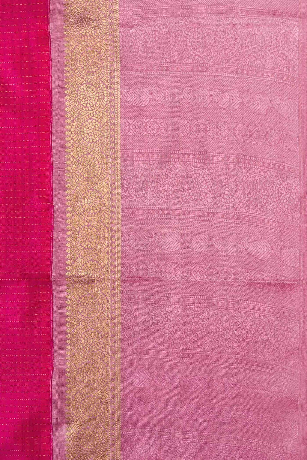 Pure Silk Pure Zari Dark Pink Dual Tone Kanchipuram Saree