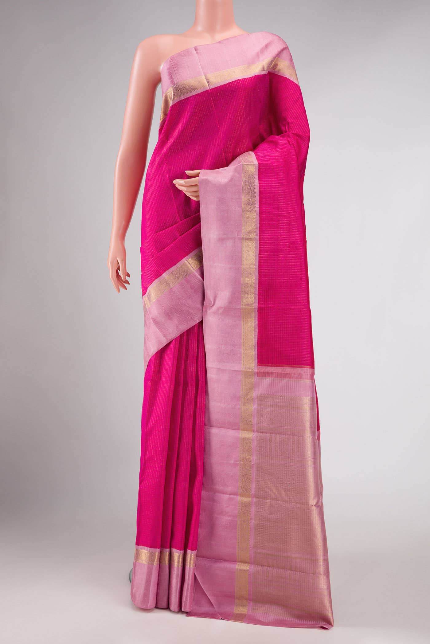 Pure Silk Pure Zari Dark Pink Dual Tone Kanchipuram Saree