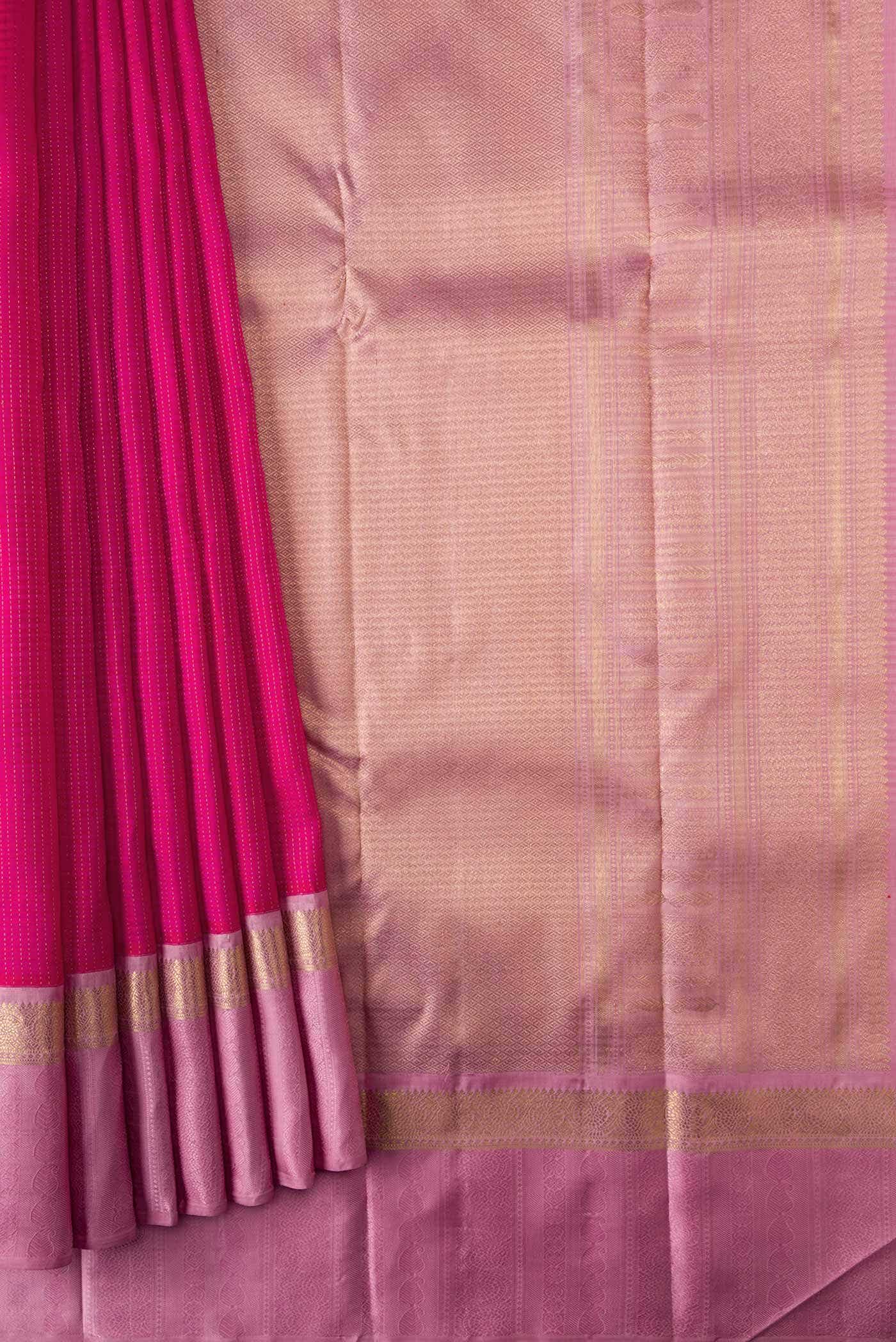 Pure Silk Pure Zari Dark Pink Dual Tone Kanchipuram Saree