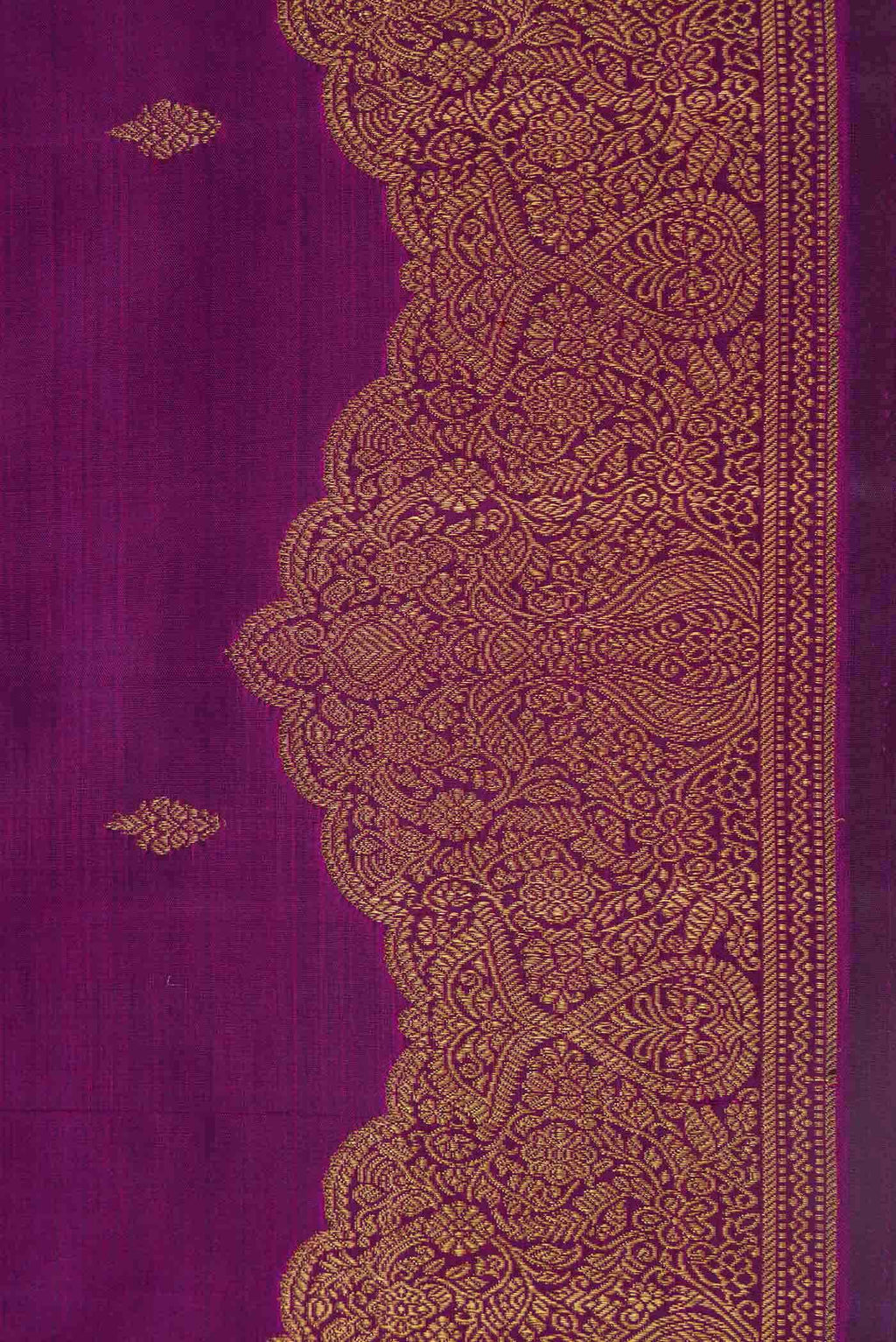 Pure Silk Pure Zari Magenta Dual Tone Kanchipuram Saree