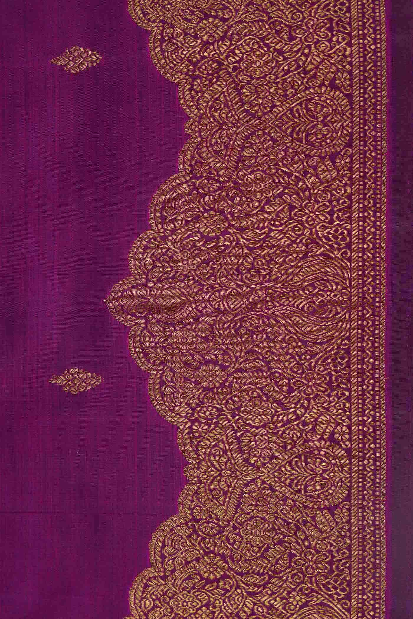 Pure Silk Pure Zari Magenta Dual Tone Kanchipuram Saree