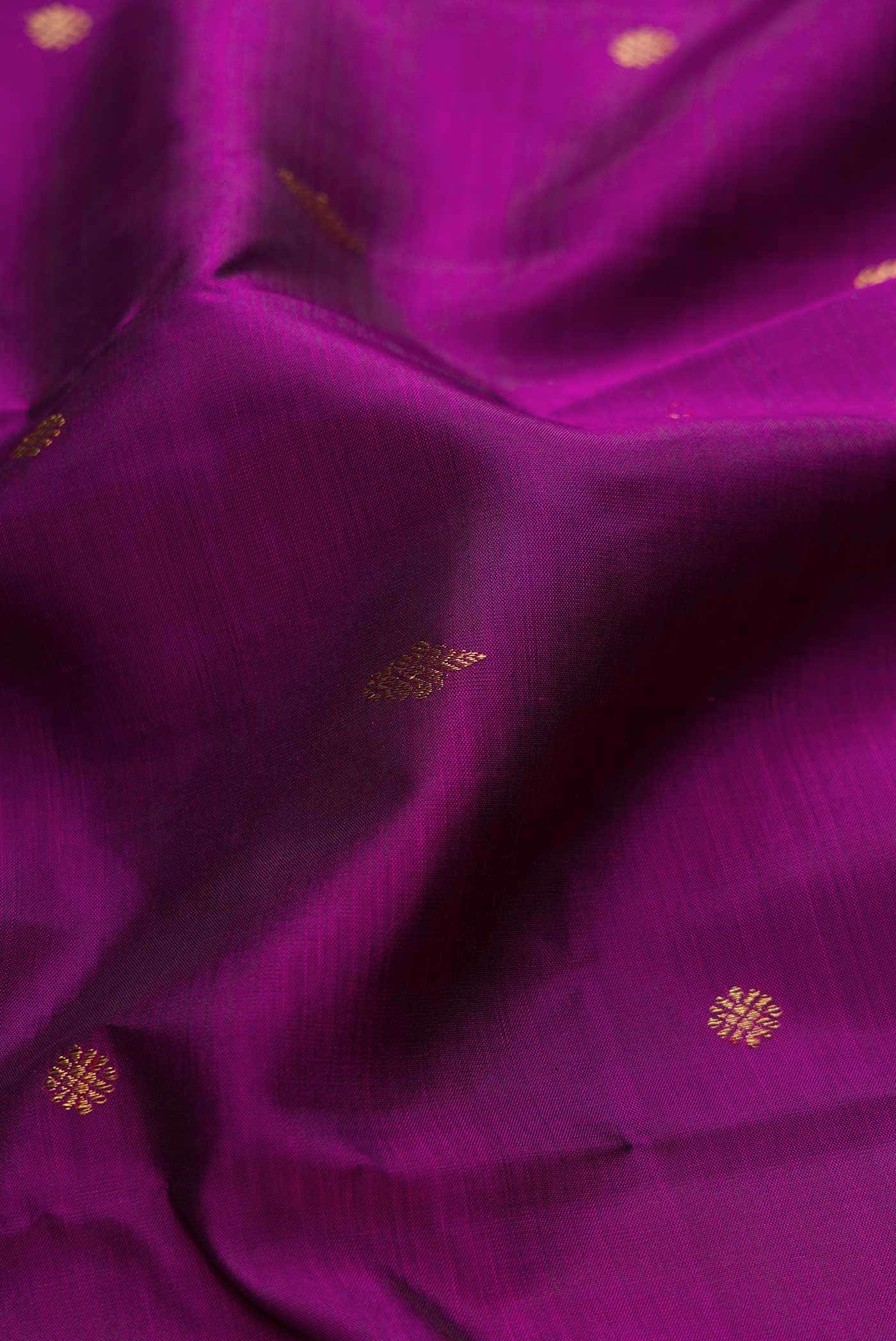 Pure Silk Pure Zari Magenta Dual Tone Kanchipuram Saree