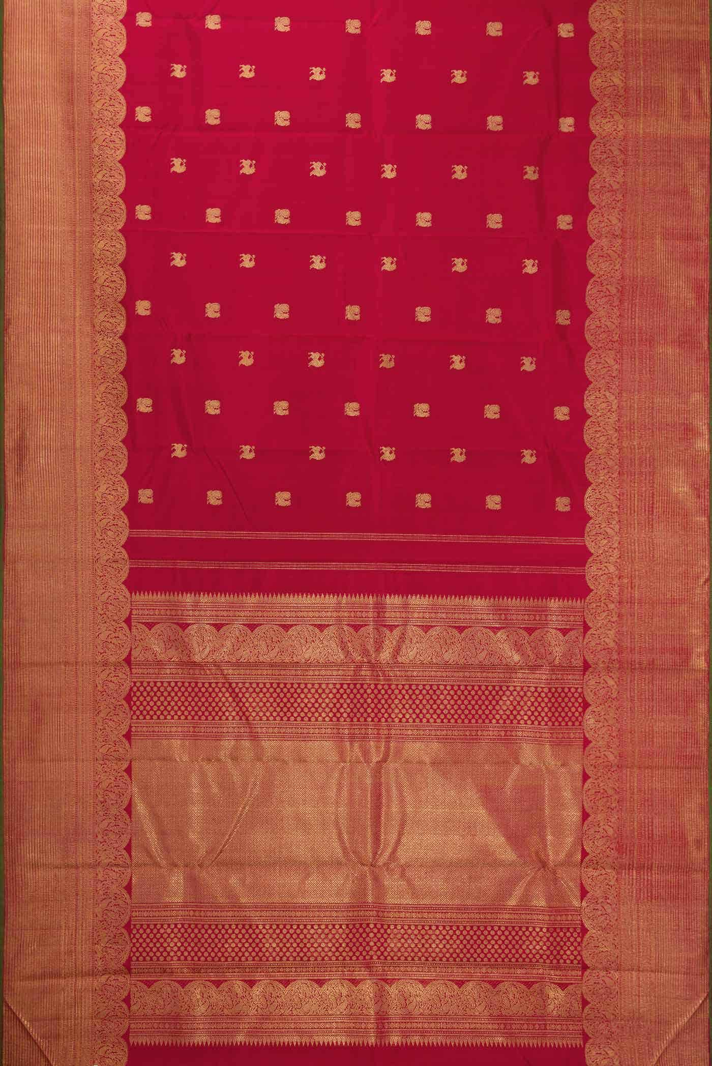 Pure Silk Pure Zari Maroon Dual Tone Kanchipuram Saree