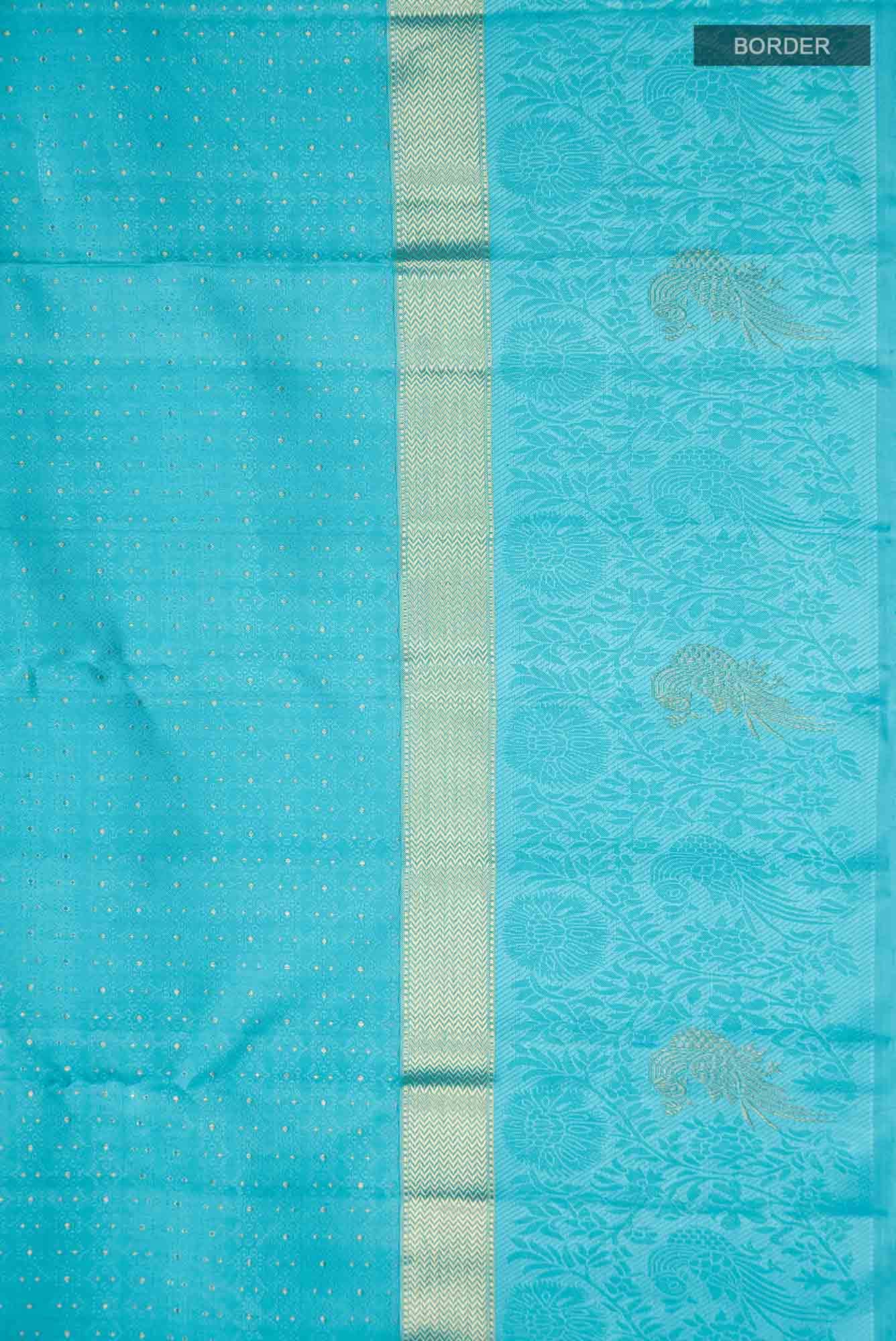 Pure Silk Pure Zari Blue Kanchipuram Saree