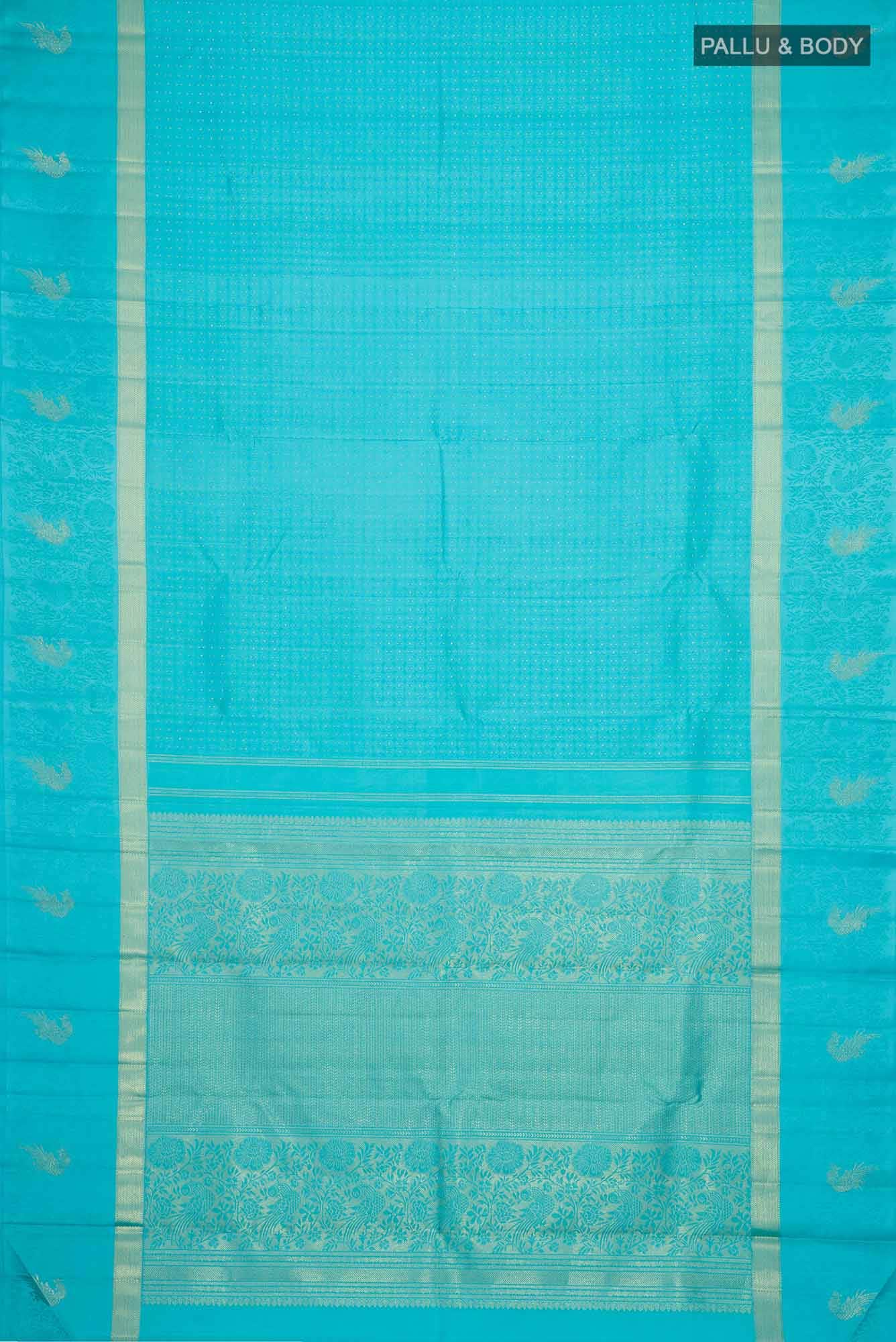 Pure Silk Pure Zari Blue Kanchipuram Saree