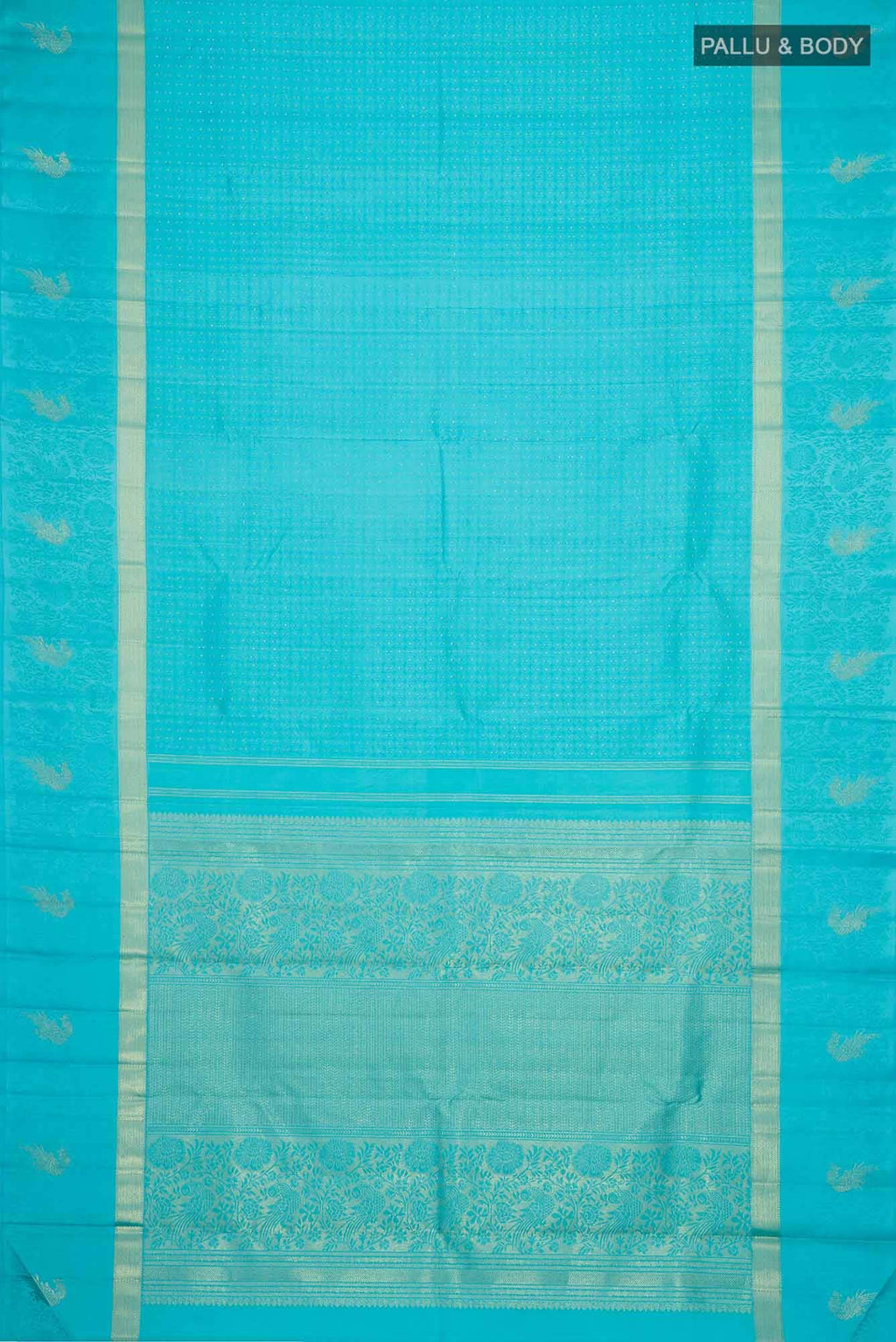 Pure Silk Pure Zari Blue Kanchipuram Saree