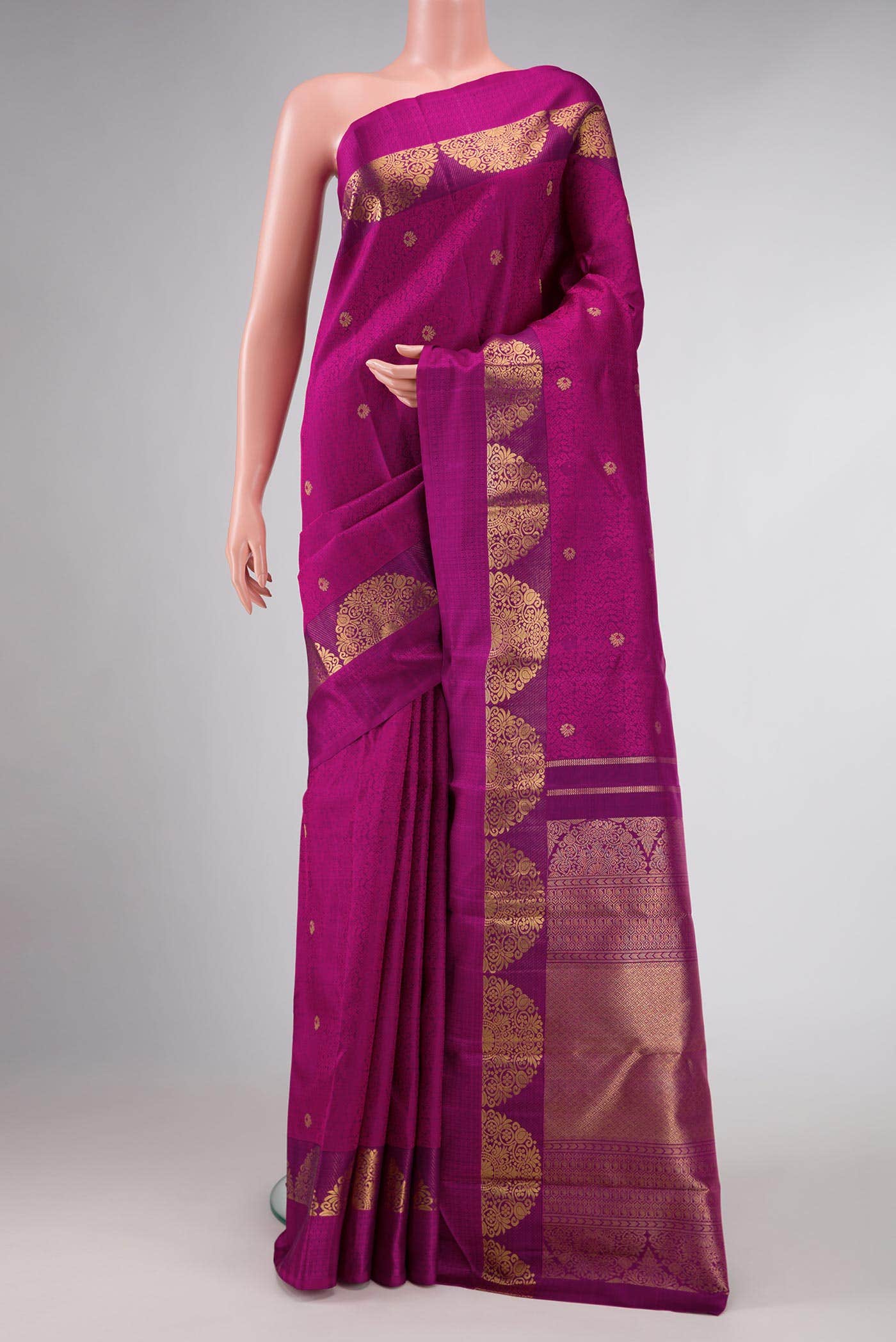 Pure Silk Pure Zari Purple Dual Tone Kanchipuram Saree
