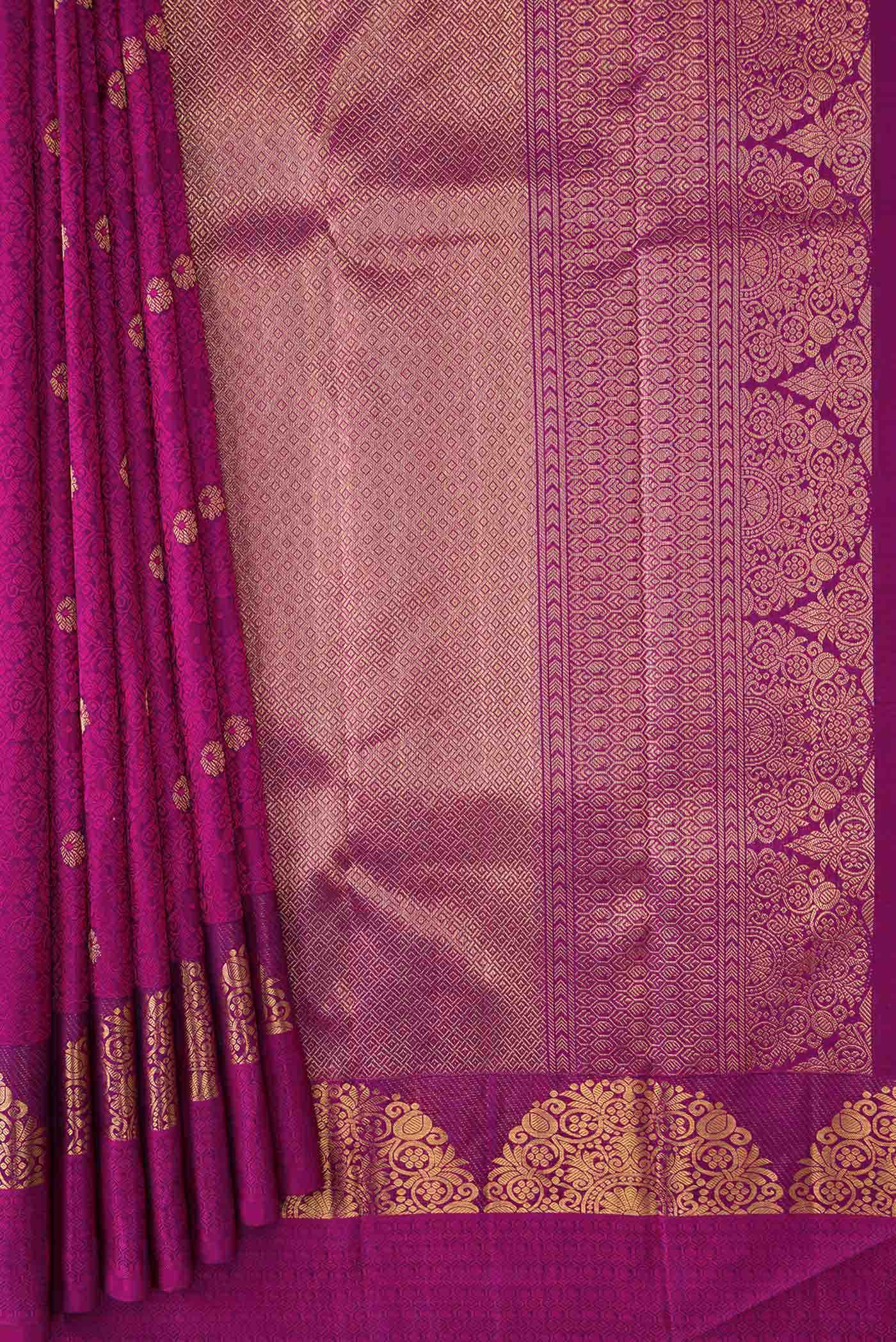 Pure Silk Pure Zari Purple Dual Tone Kanchipuram Saree