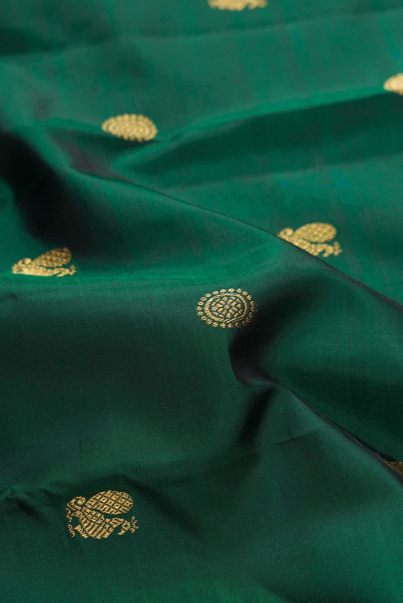 Pure Silk Pure Zari Green Dual Tone Kanchipuram Saree
