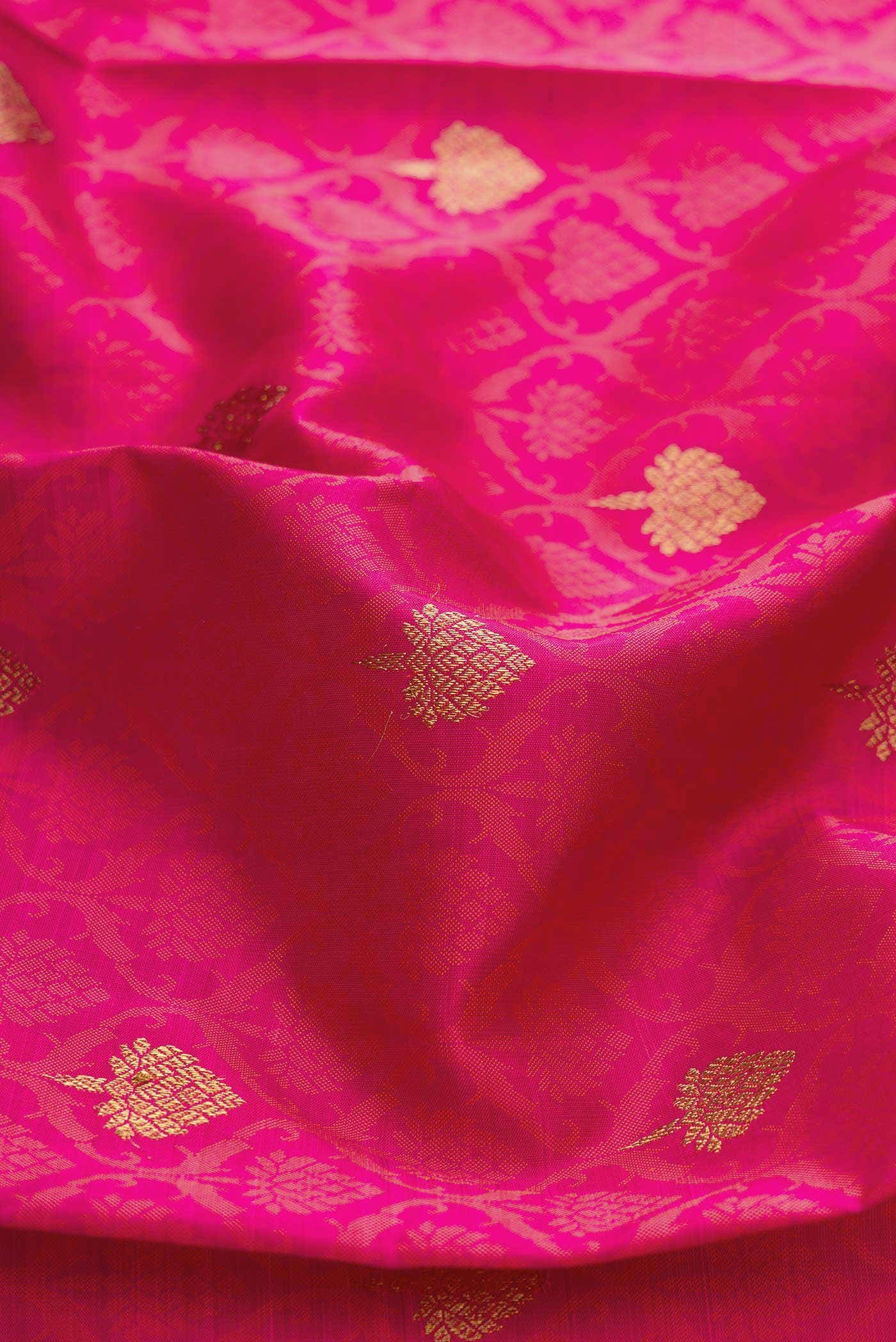 Pure Silk Pure Zari Pink Dual Tone Kanchipuram Saree