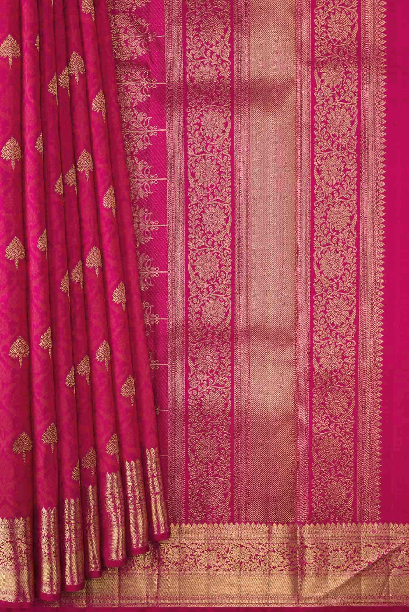 Pure Silk Pure Zari Pink Dual Tone Kanchipuram Saree