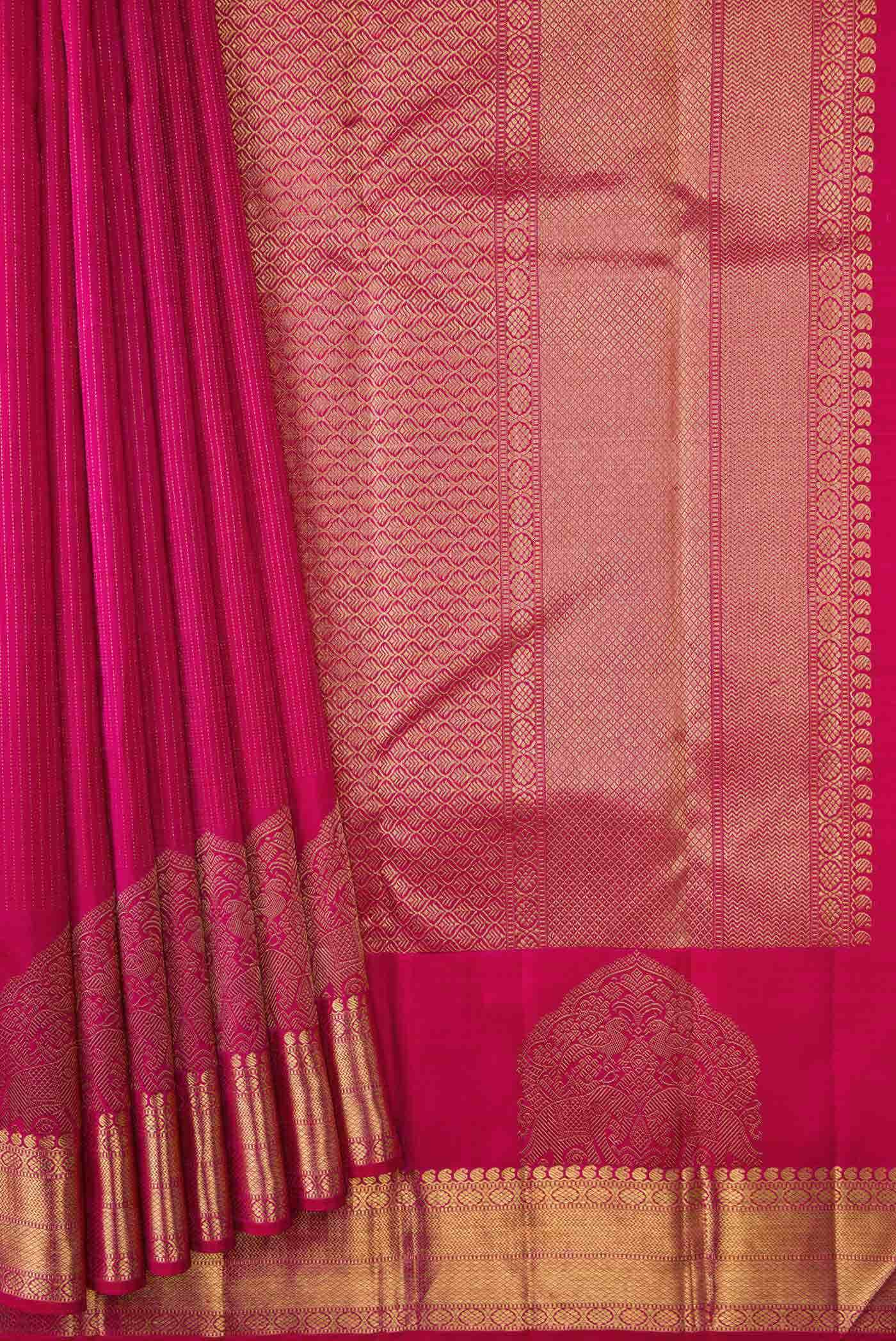 Pure Silk Pure Zari Pink Dual Tone Kanchipuram Saree