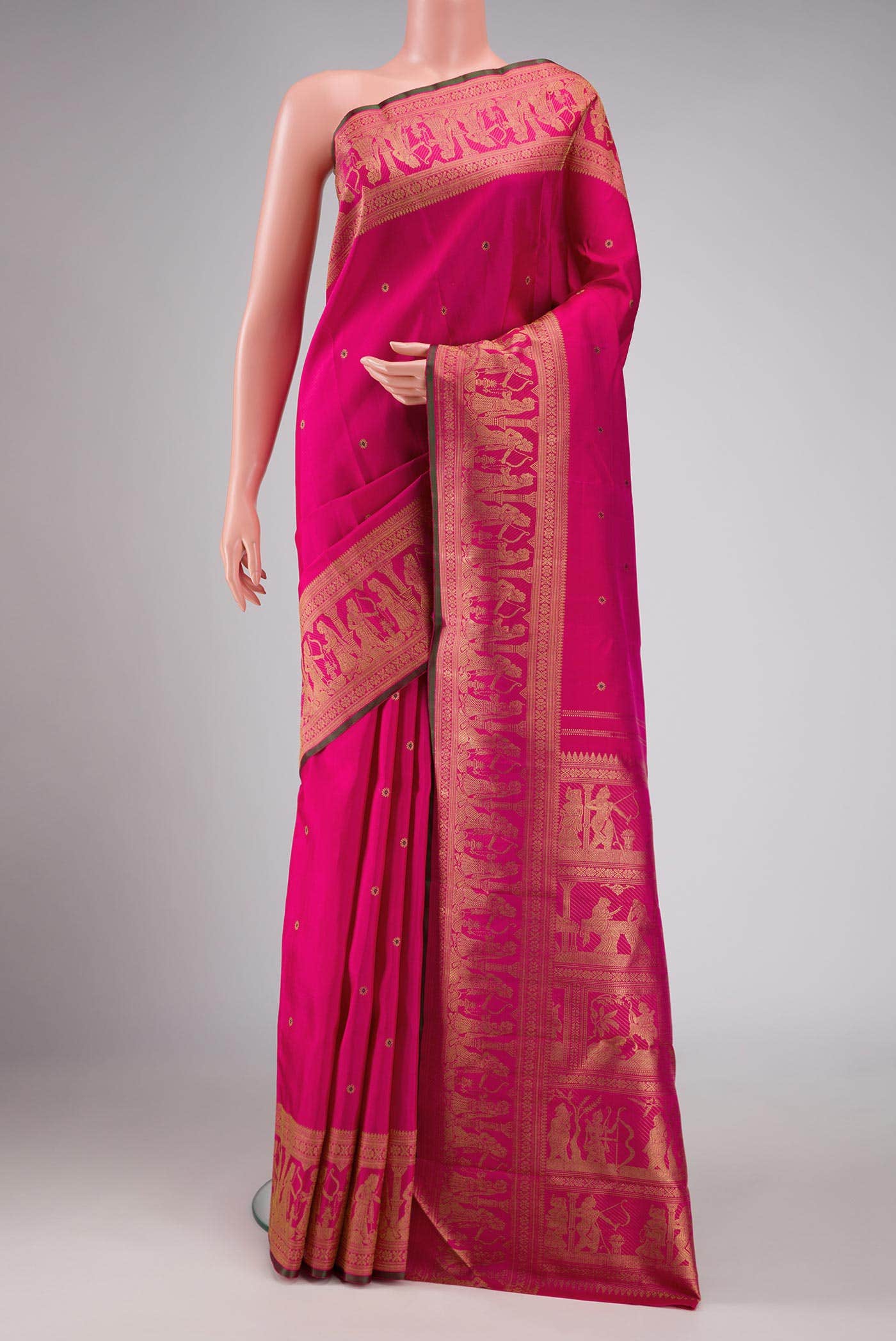Pure Silk Pure Zari Pink Dual Tone Kanchipuram Saree