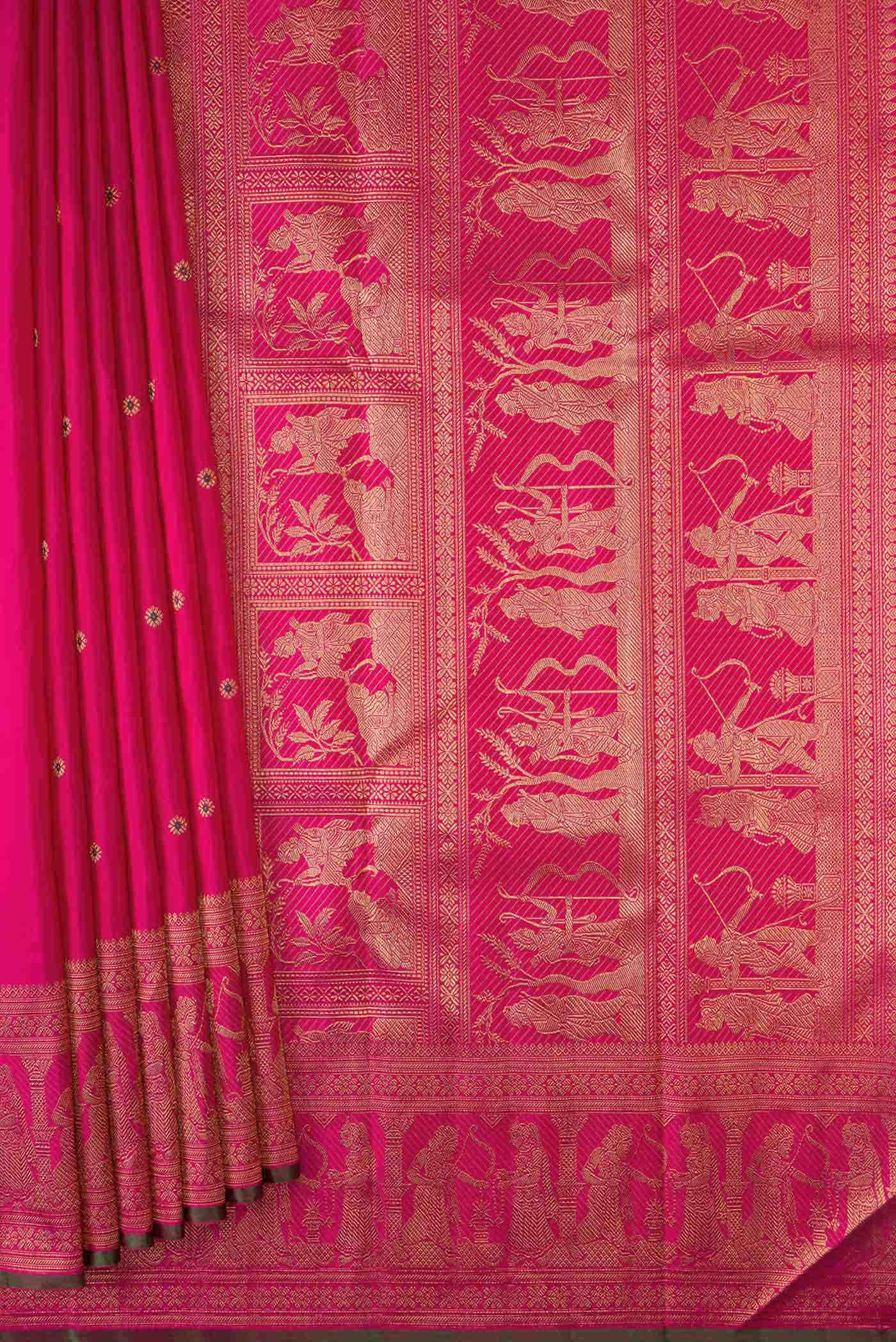 Pure Silk Pure Zari Pink Dual Tone Kanchipuram Saree