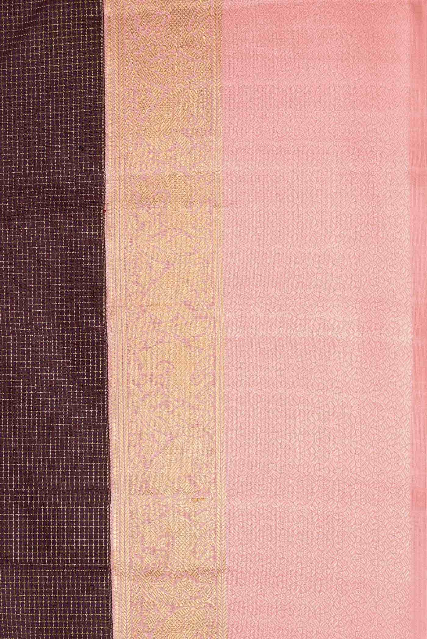Pure Silk Pure Zari Brown Dual Tone Kanchipuram Saree