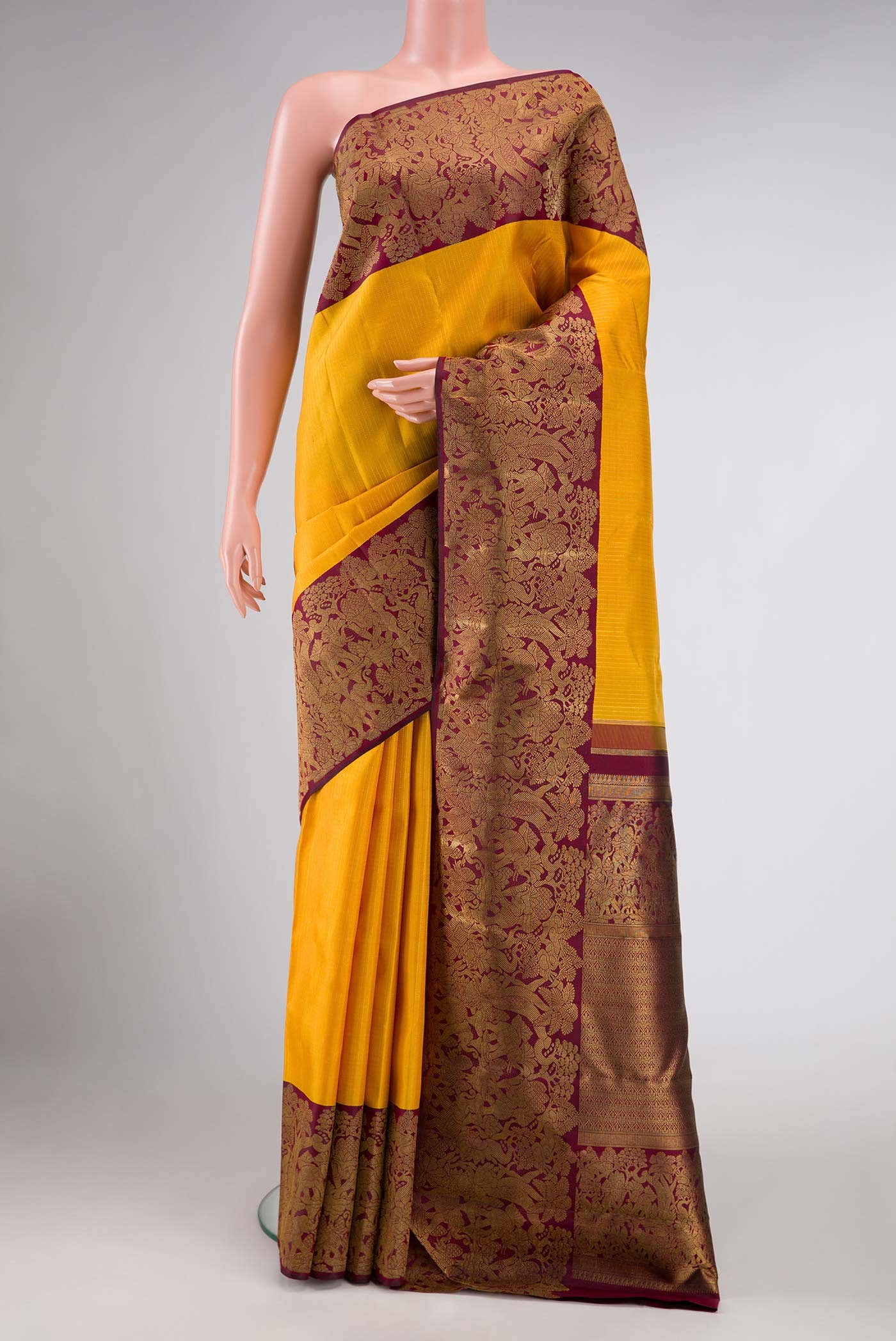 Yellow Kanchipuram Silk Saree