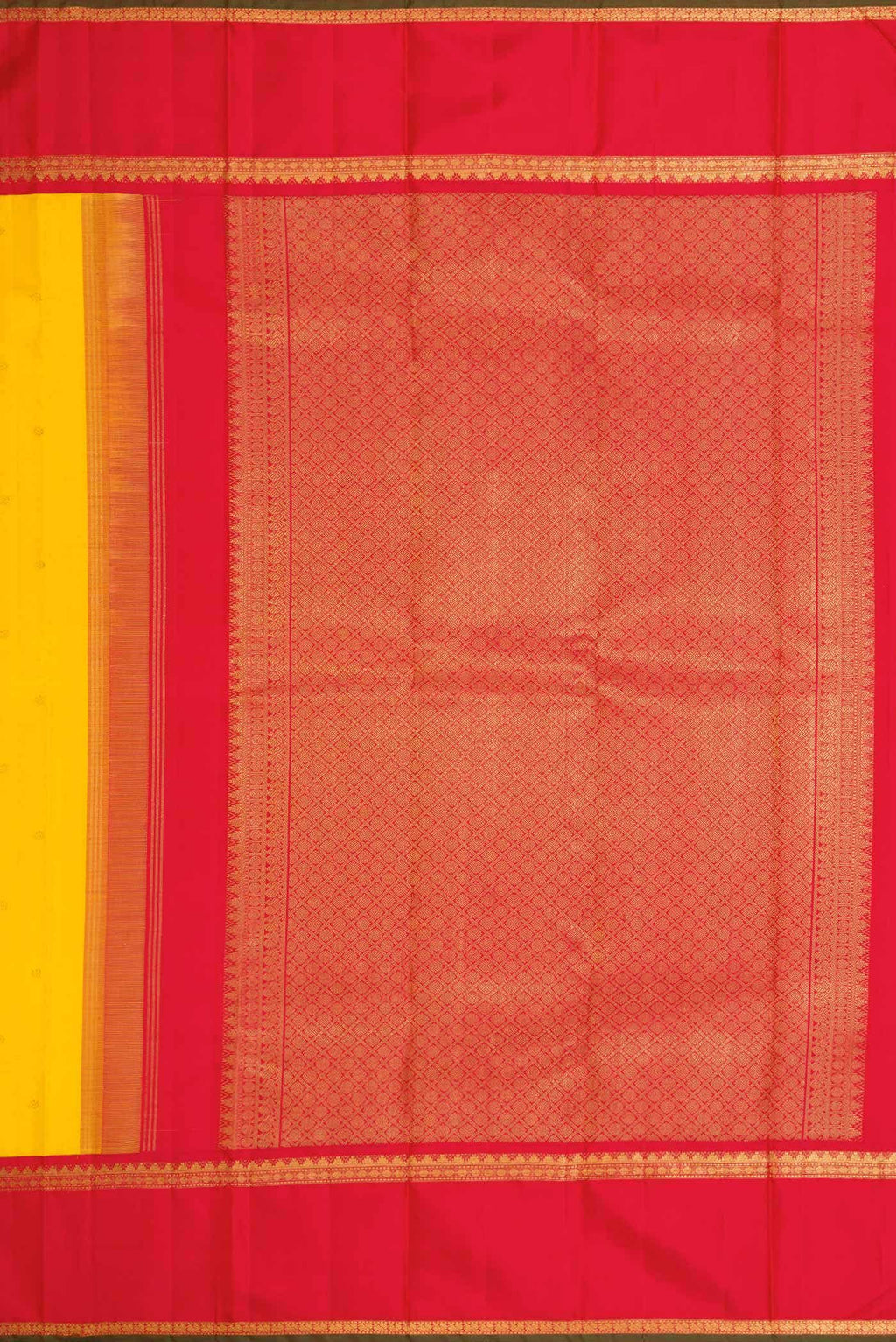 Pure Silk Pure Zari Yellow Dual Tone Kanchipuram Saree