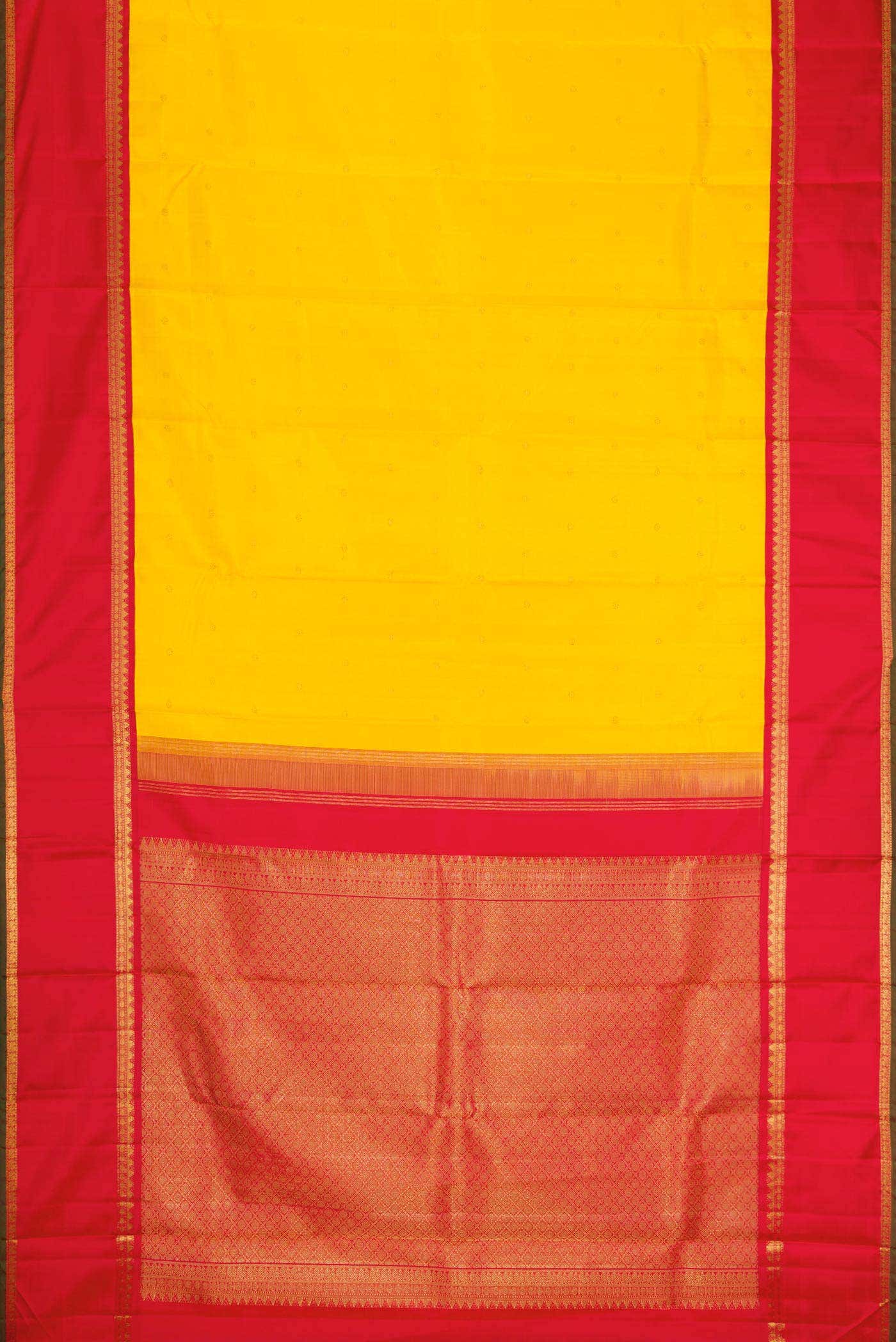 Pure Silk Pure Zari Yellow Dual Tone Kanchipuram Saree