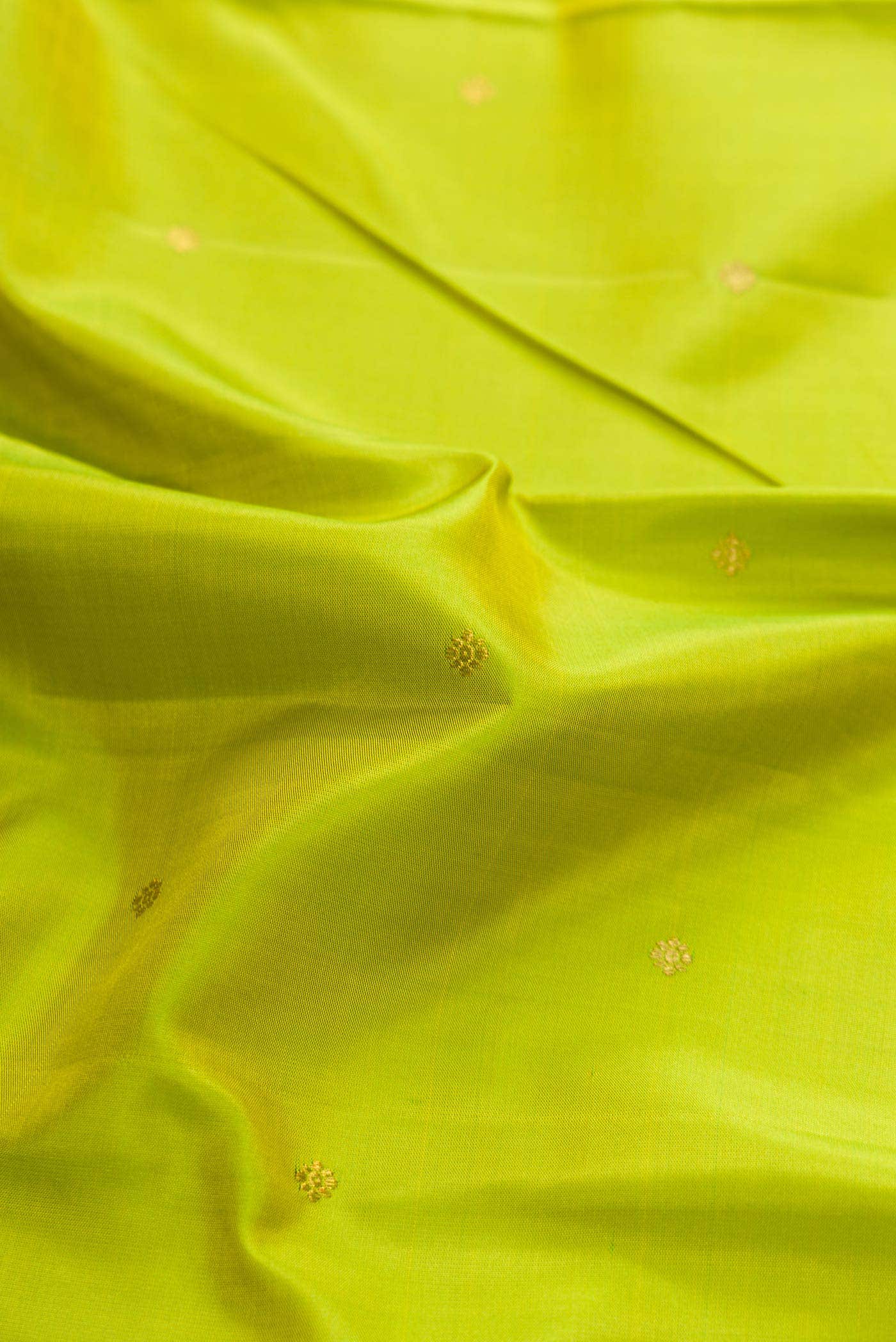 Pure Silk Pure Zari Parrot Green Dual Tone Kanchipuram Saree