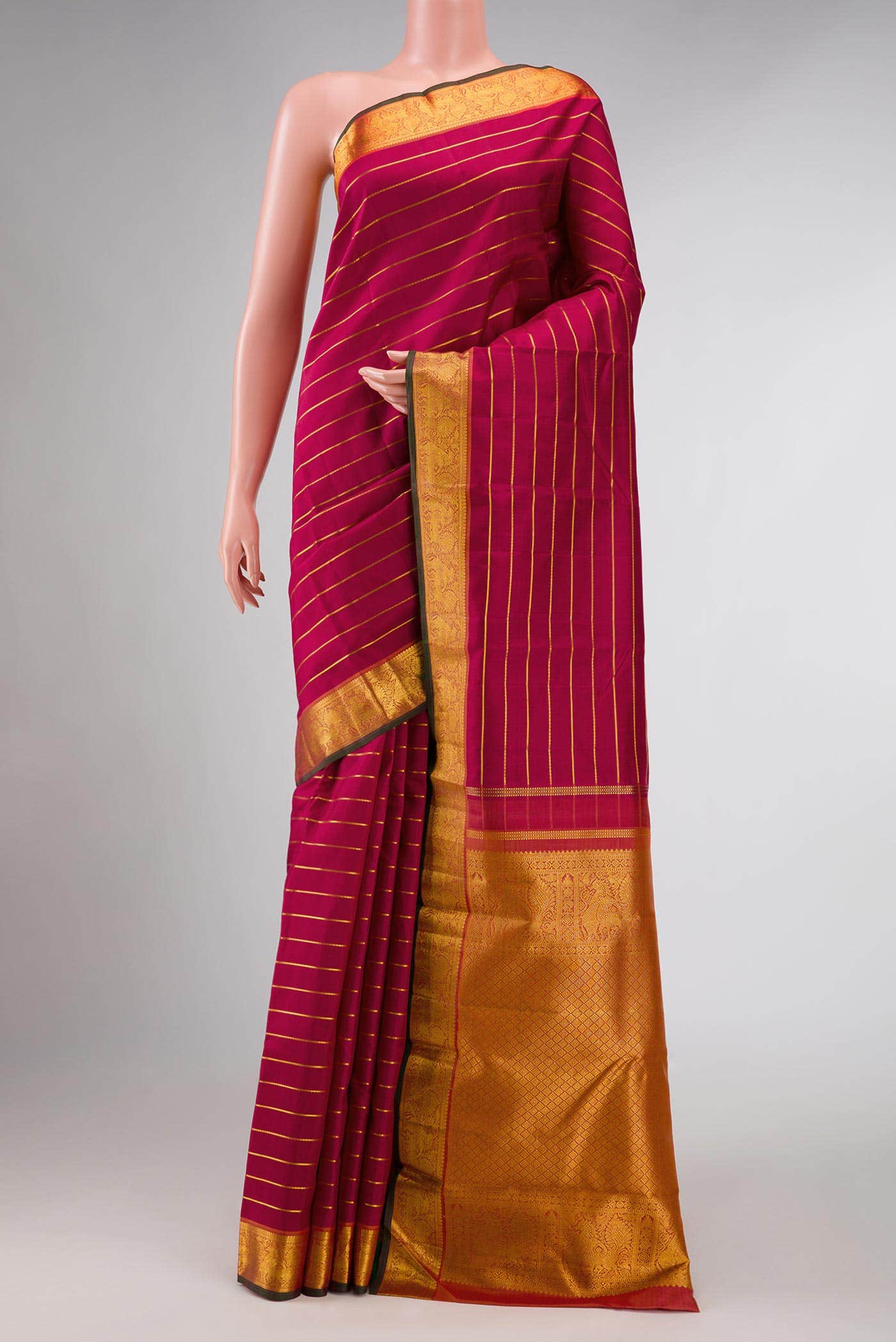 Pure Silk Pure Zari Imperial Red Dual Tone Kanchipuram Saree