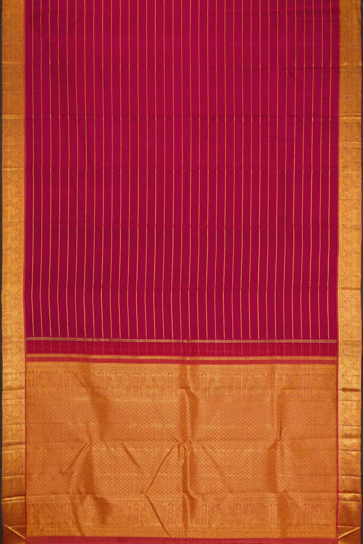 Pure Silk Pure Zari Imperial Red Dual Tone Kanchipuram Saree