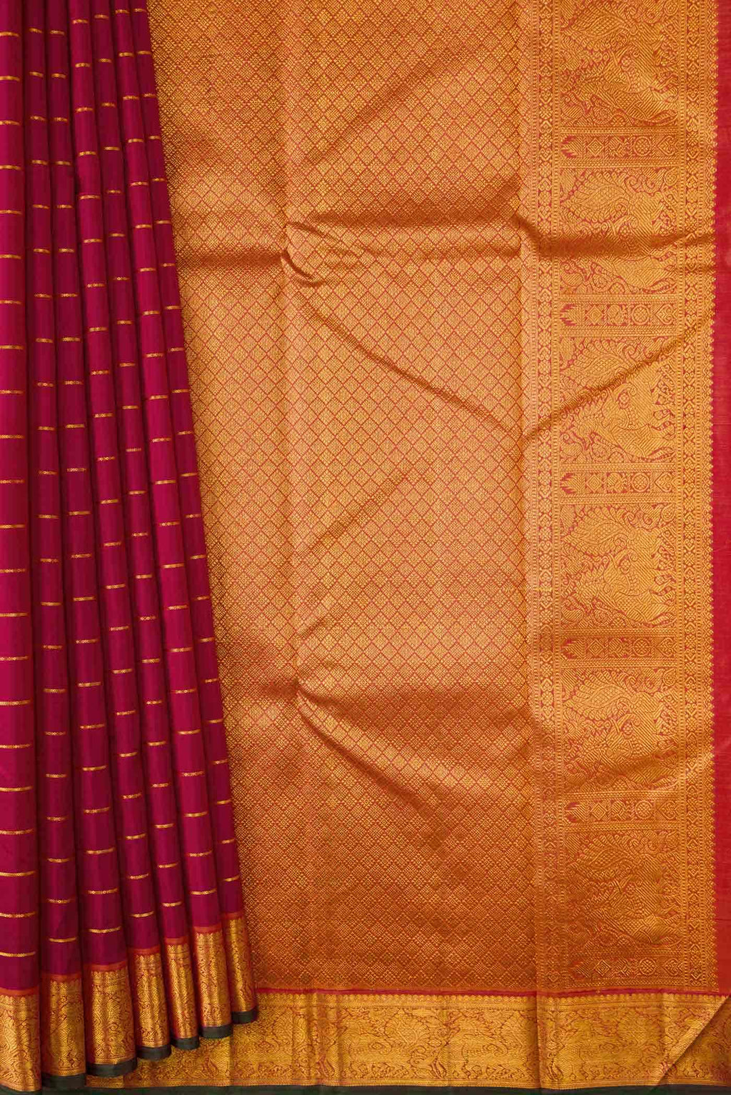 Pure Silk Pure Zari Imperial Red Dual Tone Kanchipuram Saree
