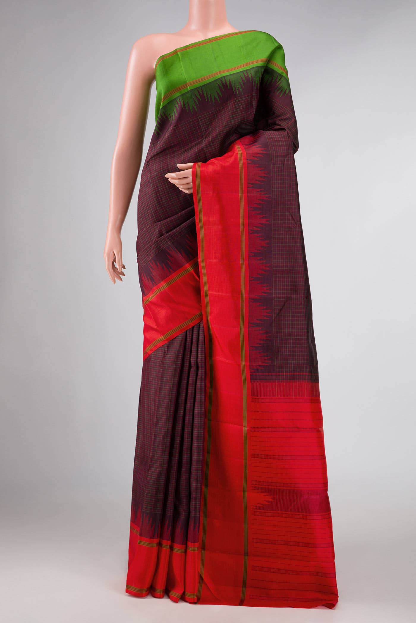 Coffee Brown Dual Tone Kanchipuram Silk Saree