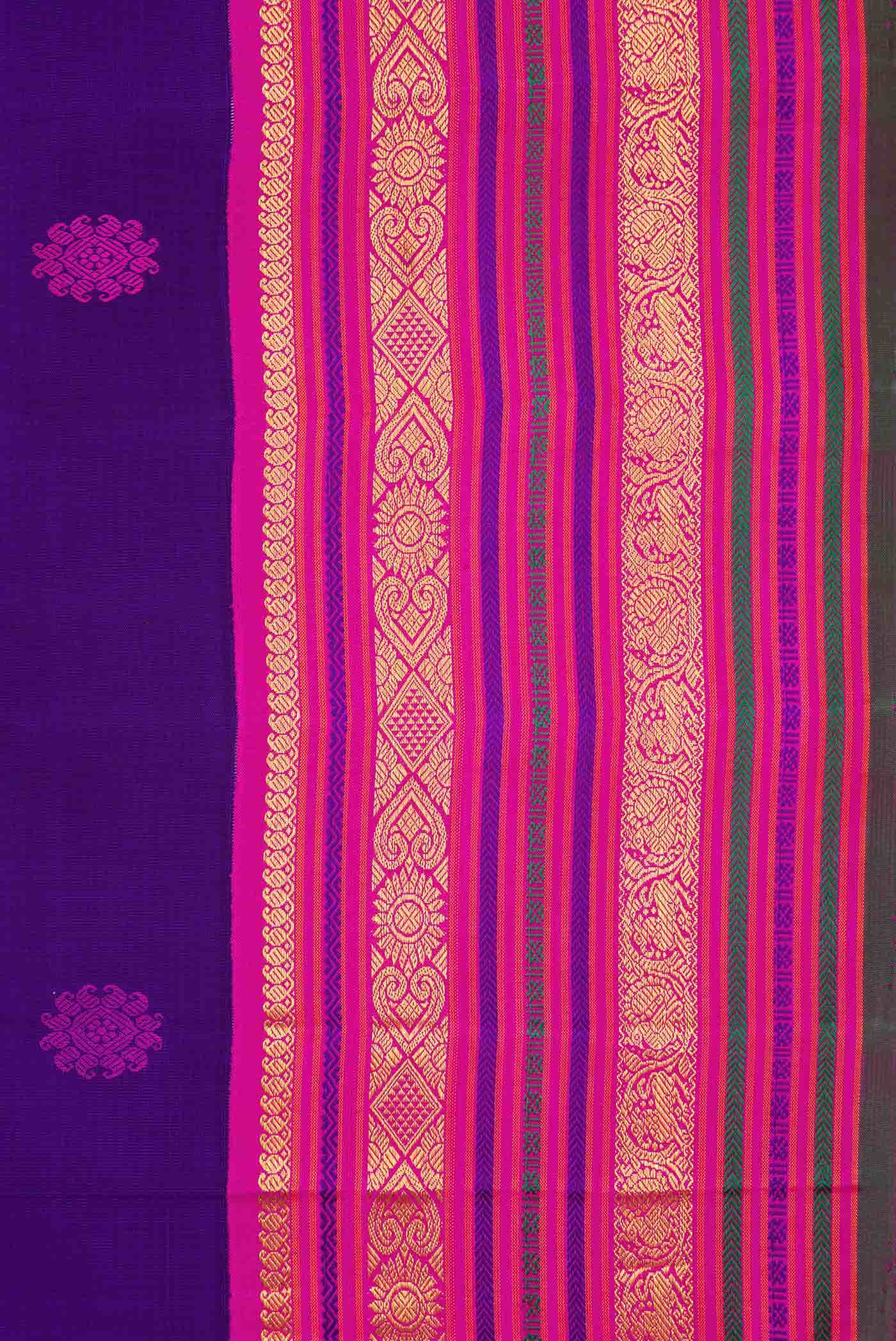 Pure Silk Pure Zari Royal Blue Dual Tone Kanchipuram Saree