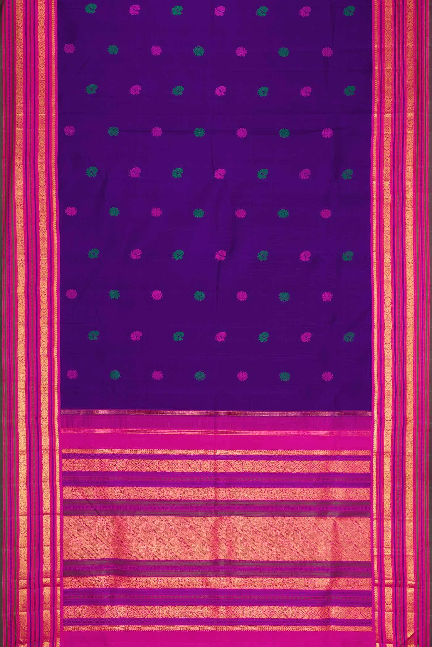 Pure Silk Pure Zari Royal Blue Dual Tone Kanchipuram Saree