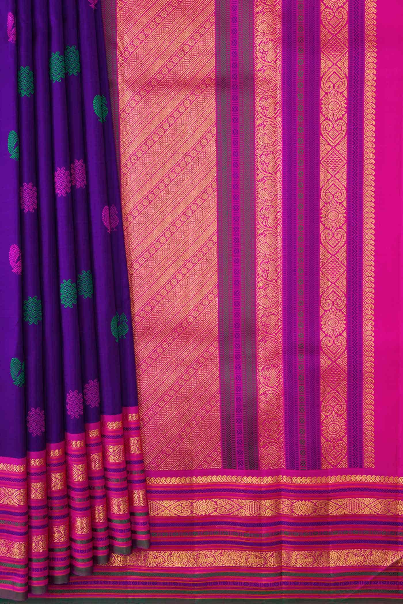Pure Silk Pure Zari Royal Blue Dual Tone Kanchipuram Saree