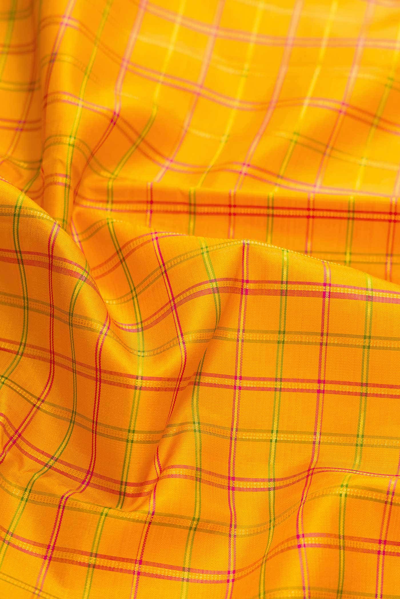 Pure Silk Pure Zari Mustard Dual Tone Kanchipuram Saree