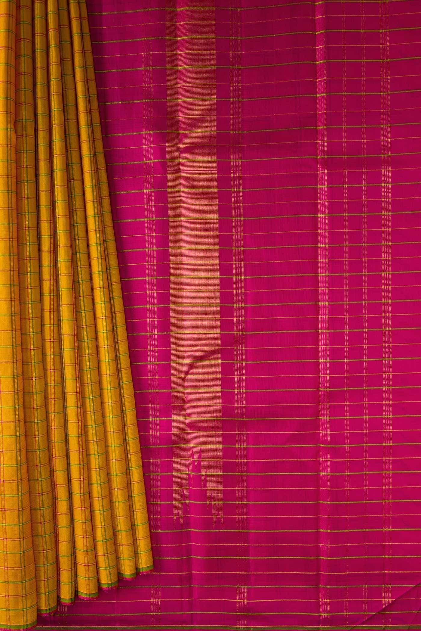 Pure Silk Pure Zari Mustard Dual Tone Kanchipuram Saree