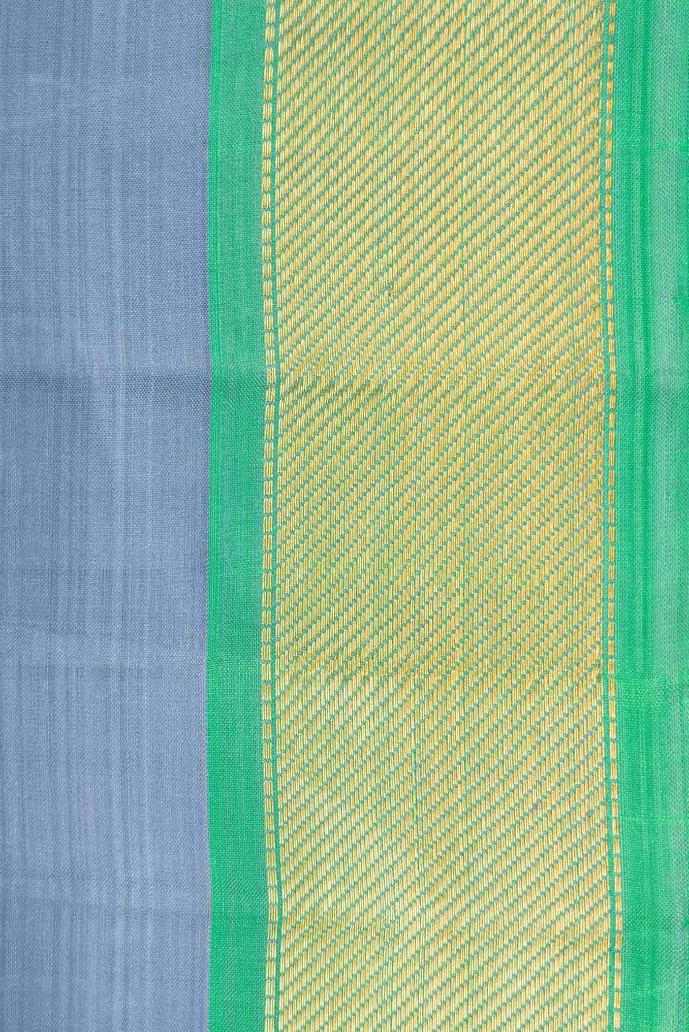 Pure Silk Pure Zari Grey Dual Tone Kanchipuram Saree