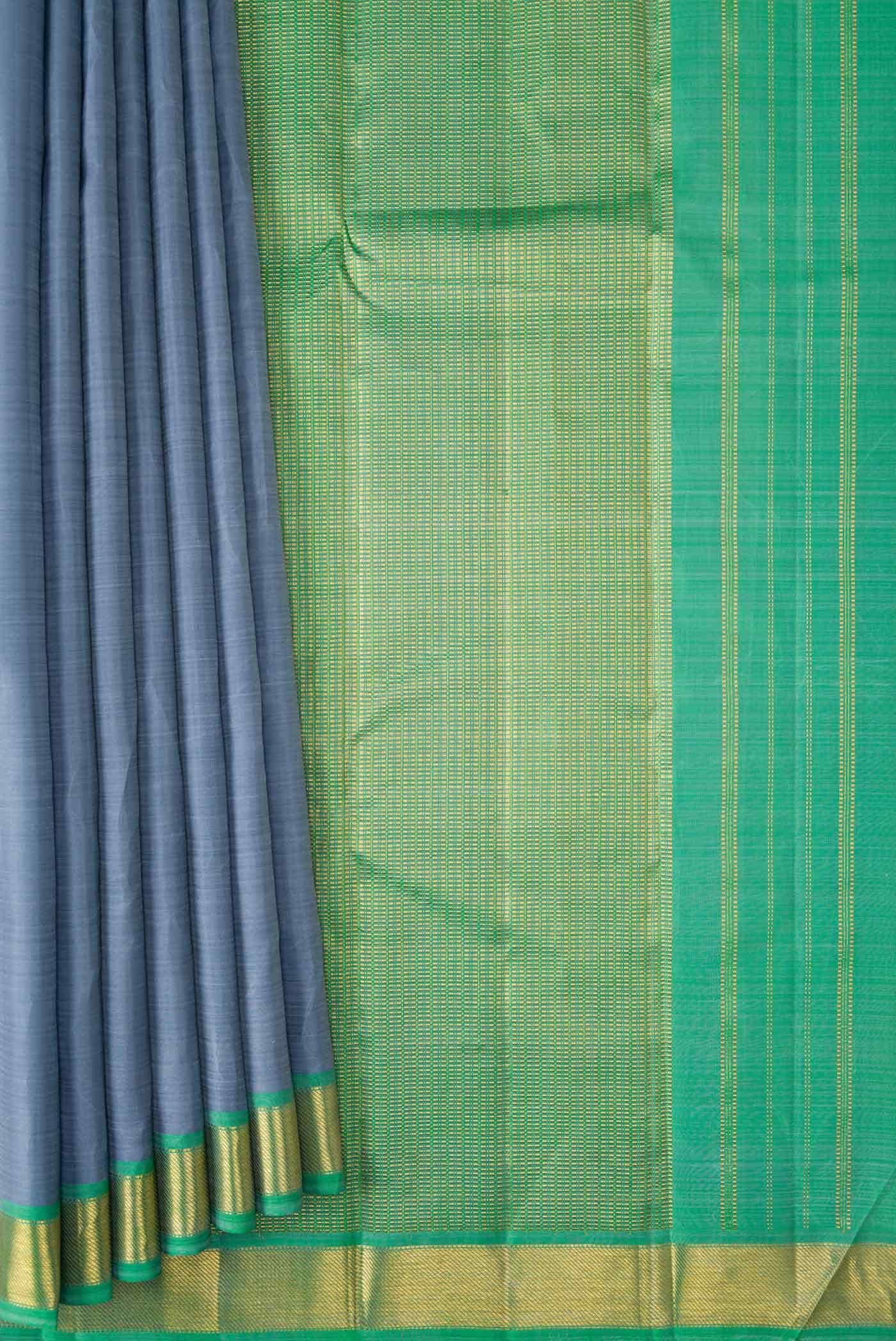 Pure Silk Pure Zari Grey Dual Tone Kanchipuram Saree