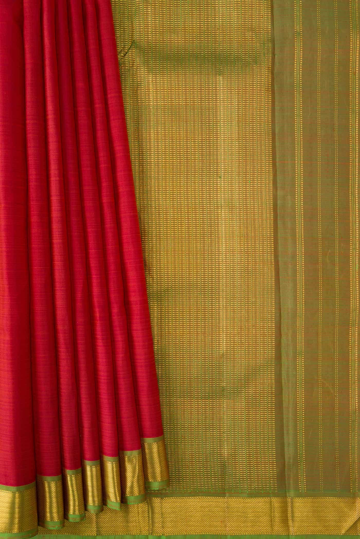 Pure Silk Pure Zari Maroon Dual Tone Kanchipuram Saree