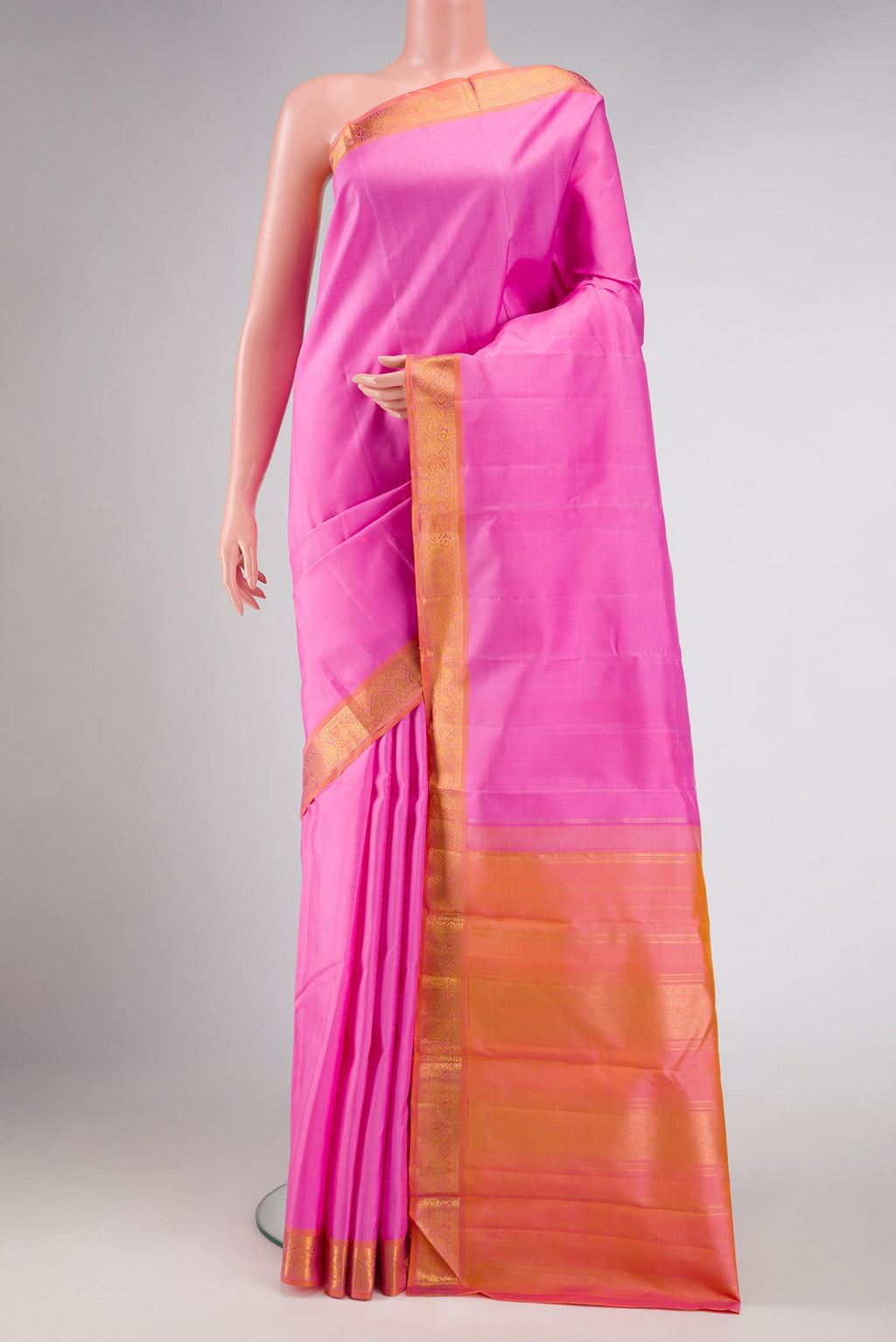 Pure Silk Pure Zari Pink Dual Tone Kanchipuram Saree